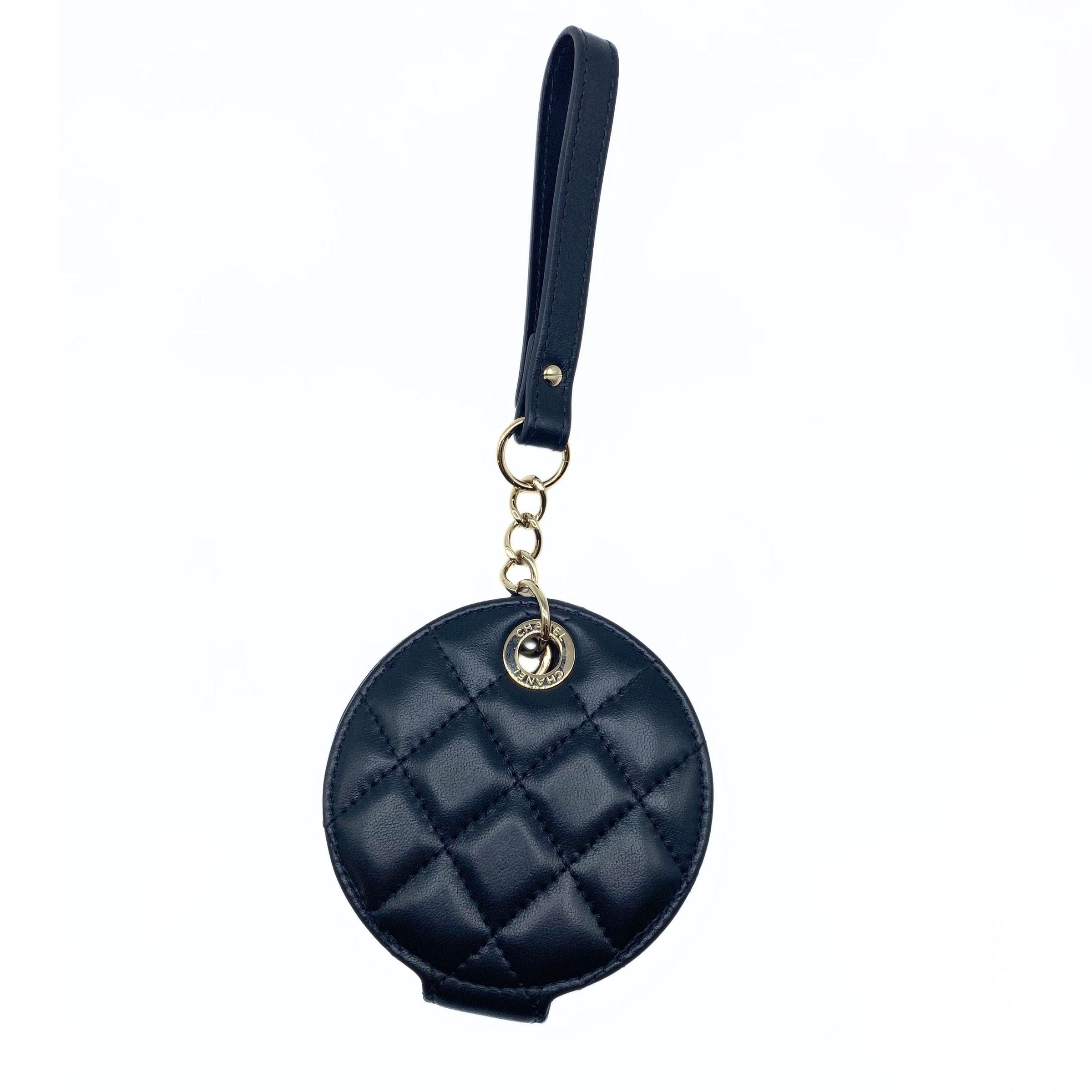 Chanel Black Quilted Round Luggage Tag