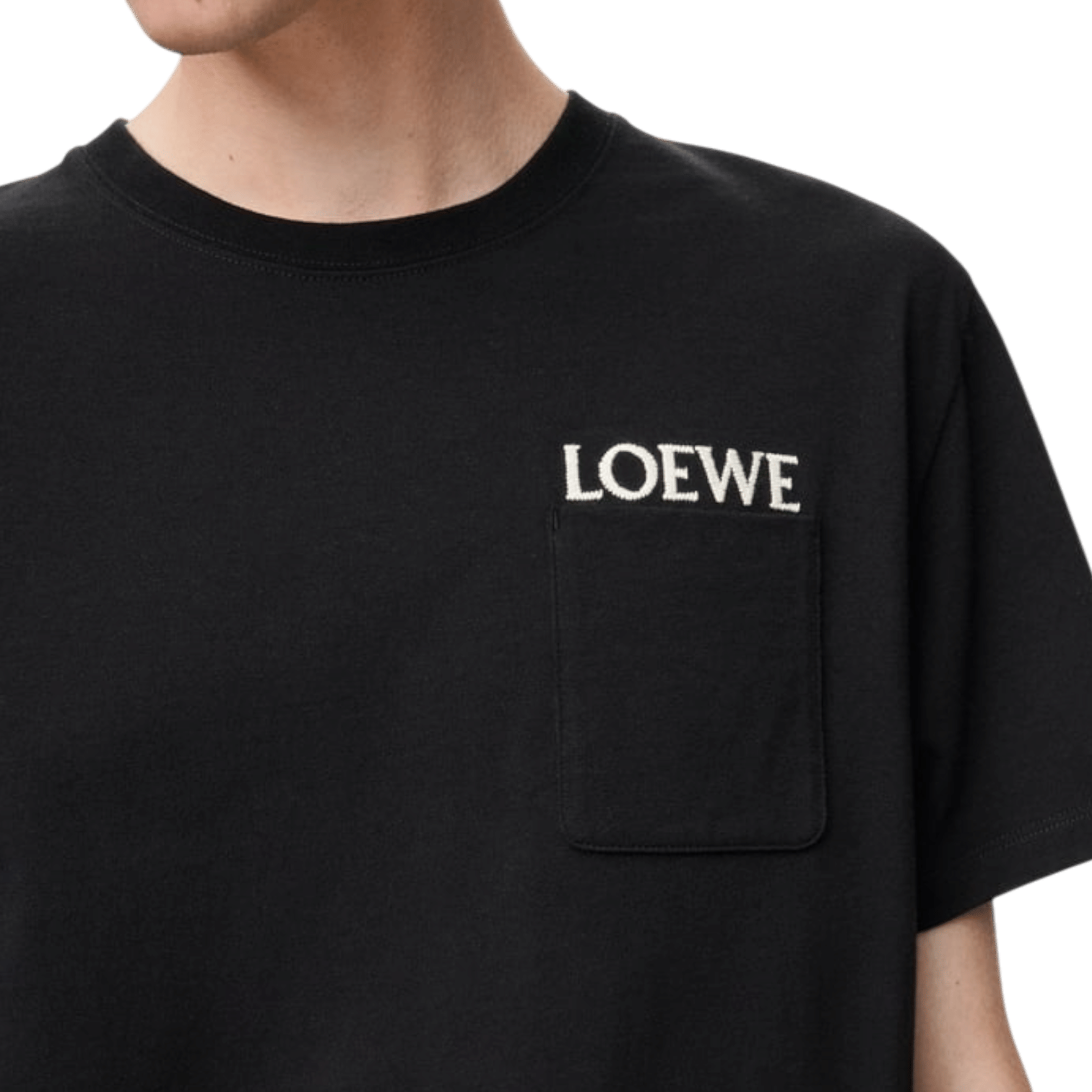 Loewe Embroidered Chest Logo Pocket T-Shirt Relaxed Fit Black