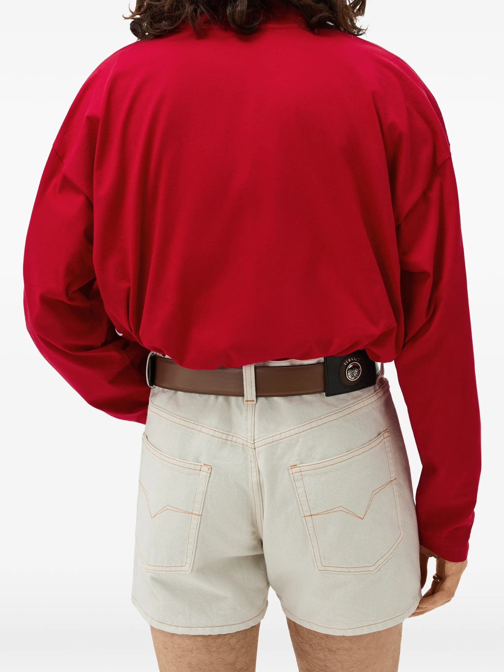 Versace embroidered - logo intarsia cotton - jersey polo