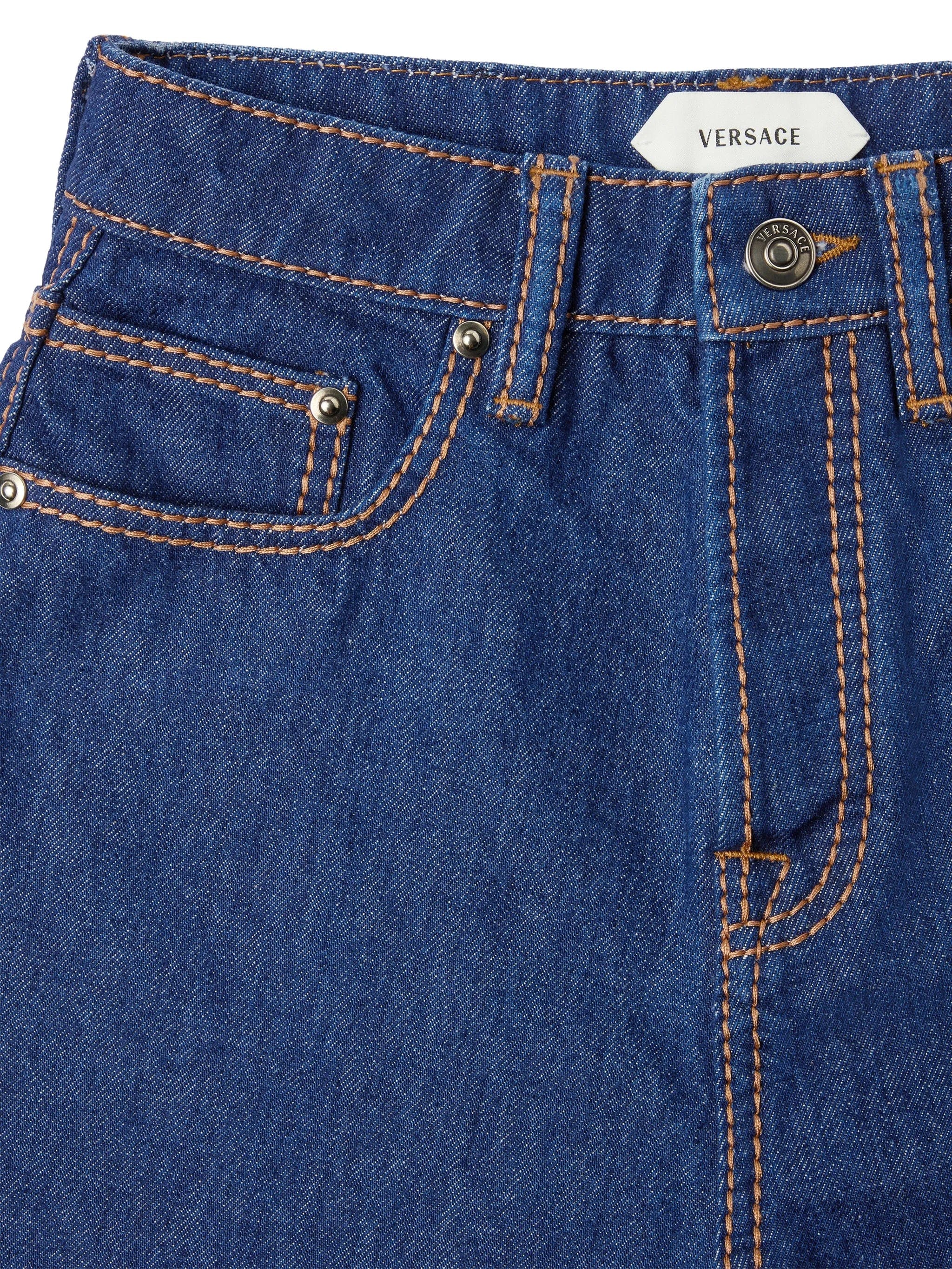 Versace contrast - stitch tapered jeans