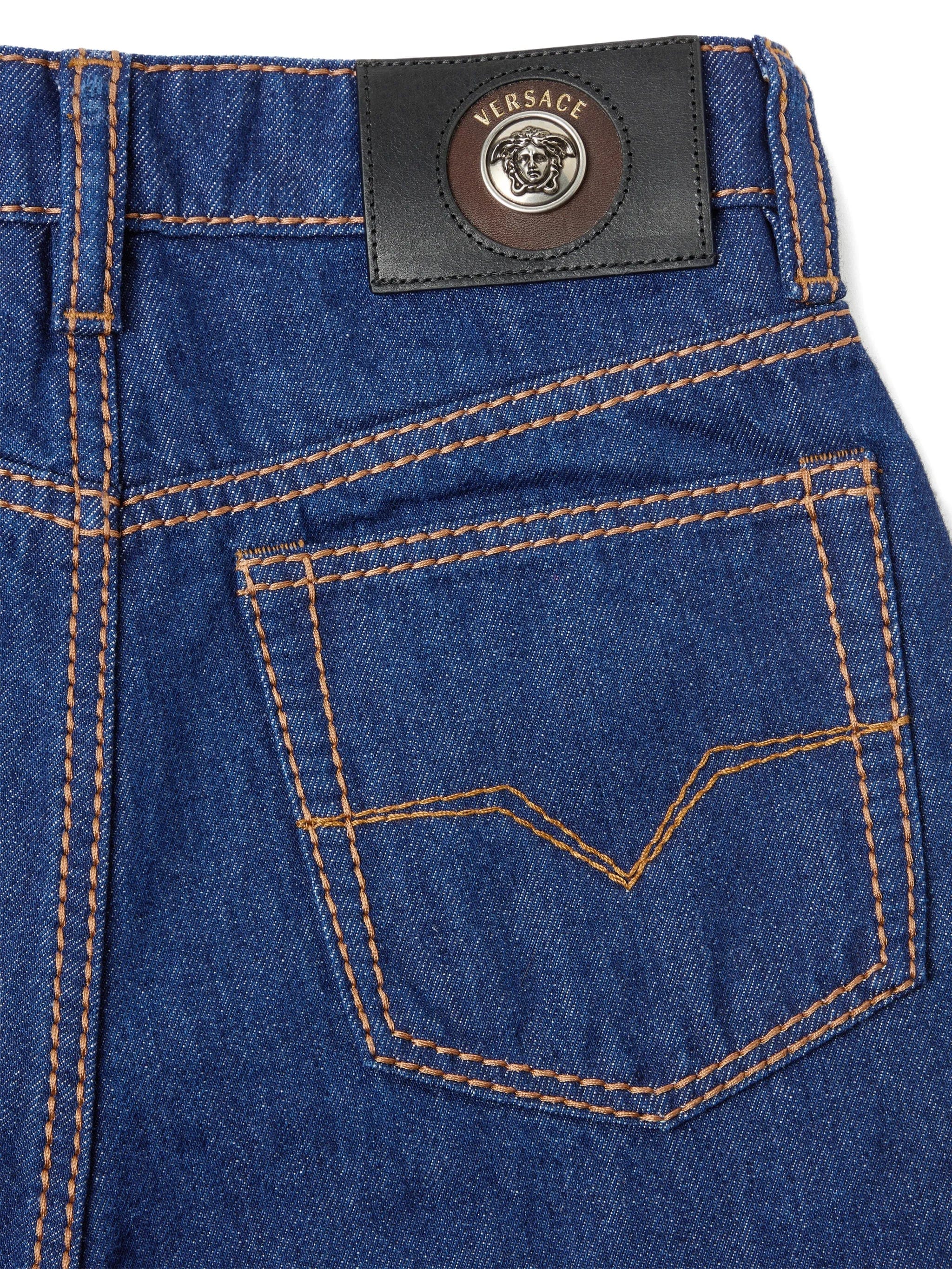 Versace contrast - stitch tapered jeans