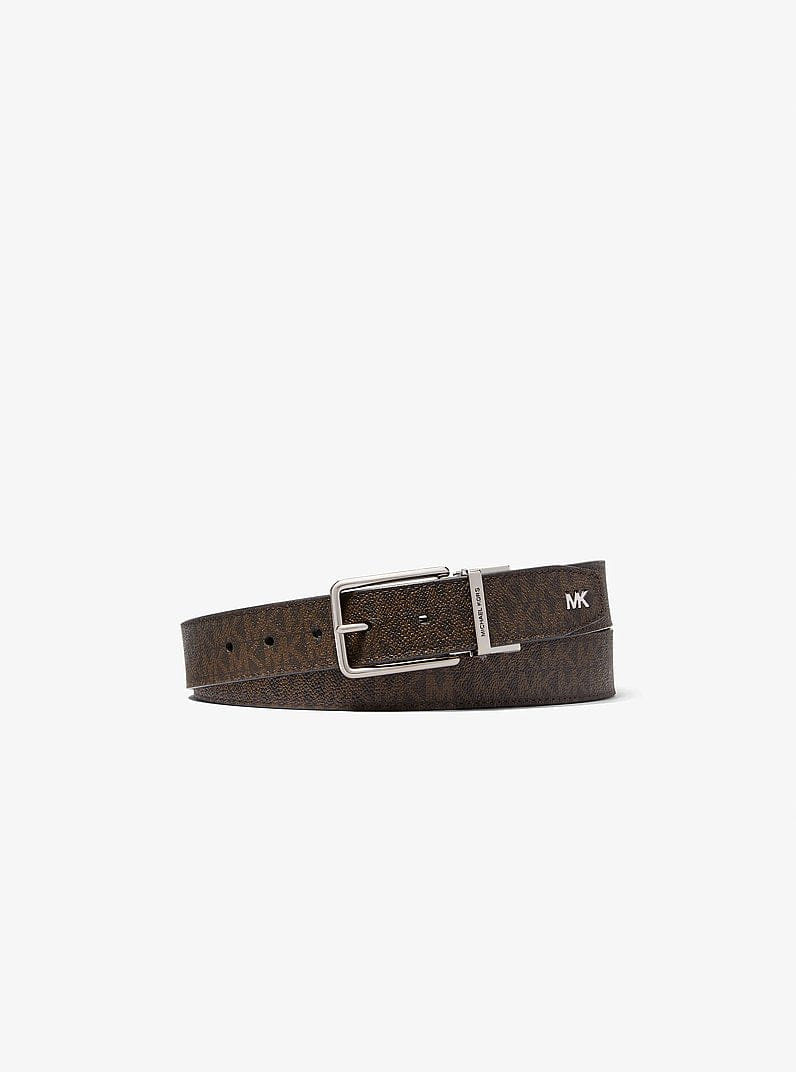 Michael Kors Reversible Logo and Leather Belt Brown - Black
