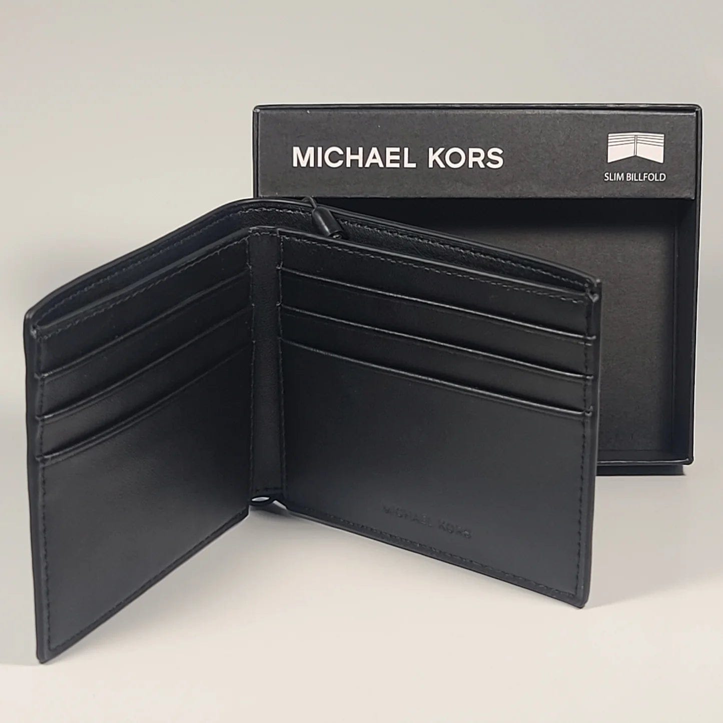MICHAEL KORS Men Black Saffiano Slim Billfold Leather Wallet