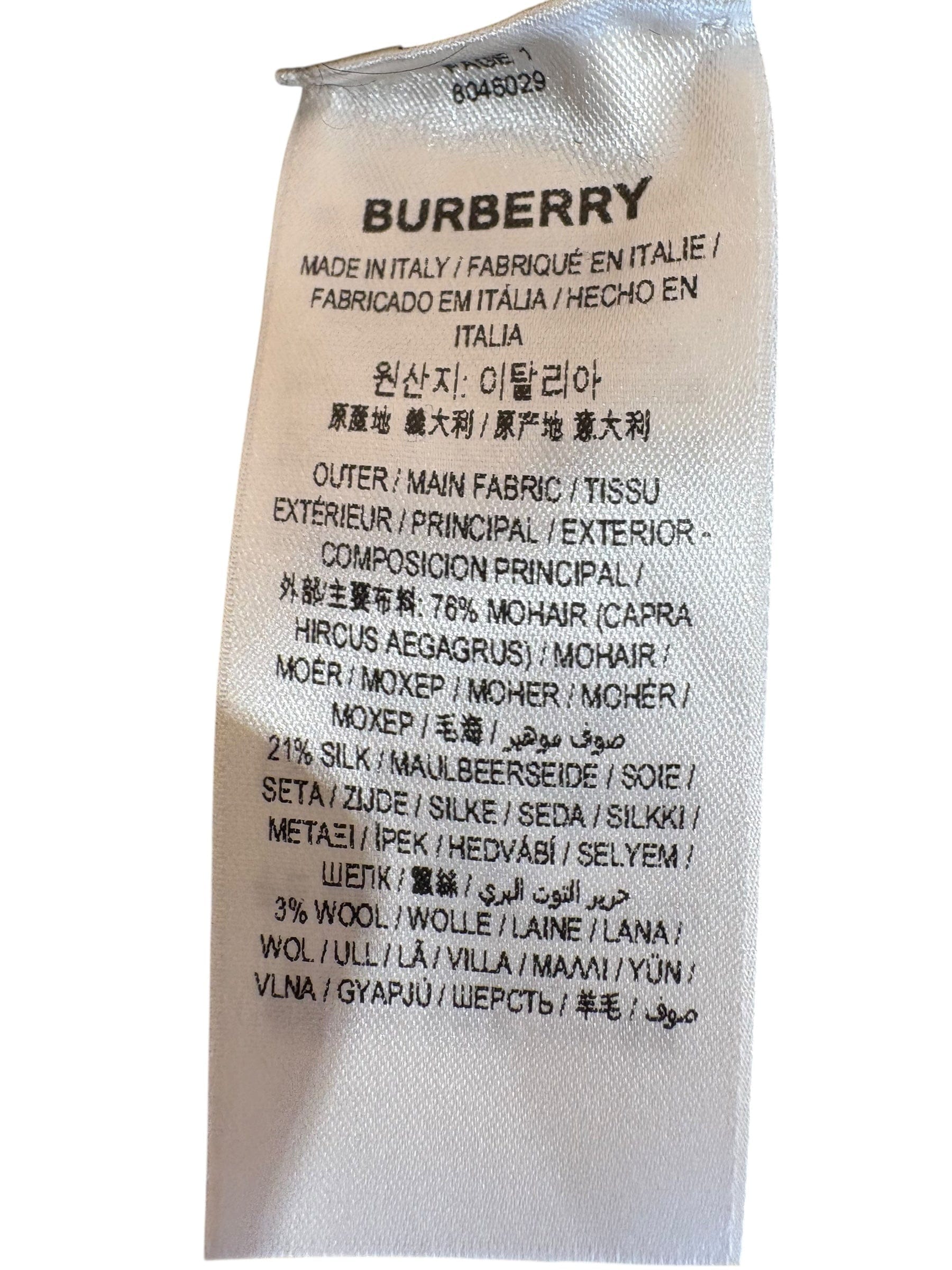 Burberry Crew Neck Mohair Blend Pullover Check Design Size M
