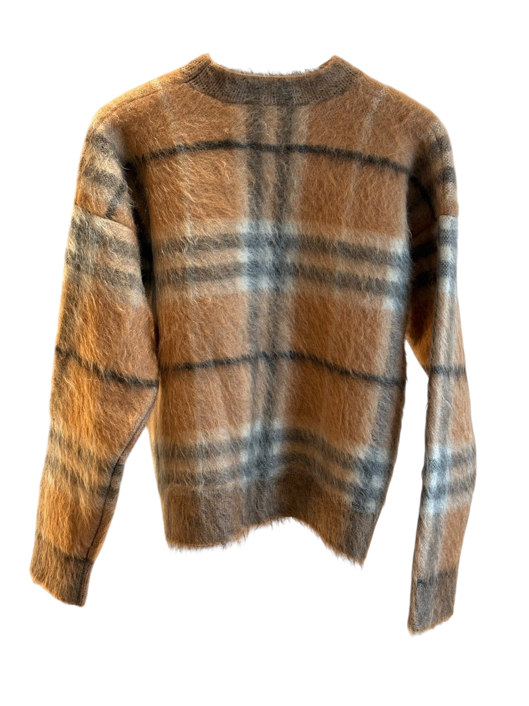 Burberry Crew Neck Mohair Blend Pullover Check Design Size M