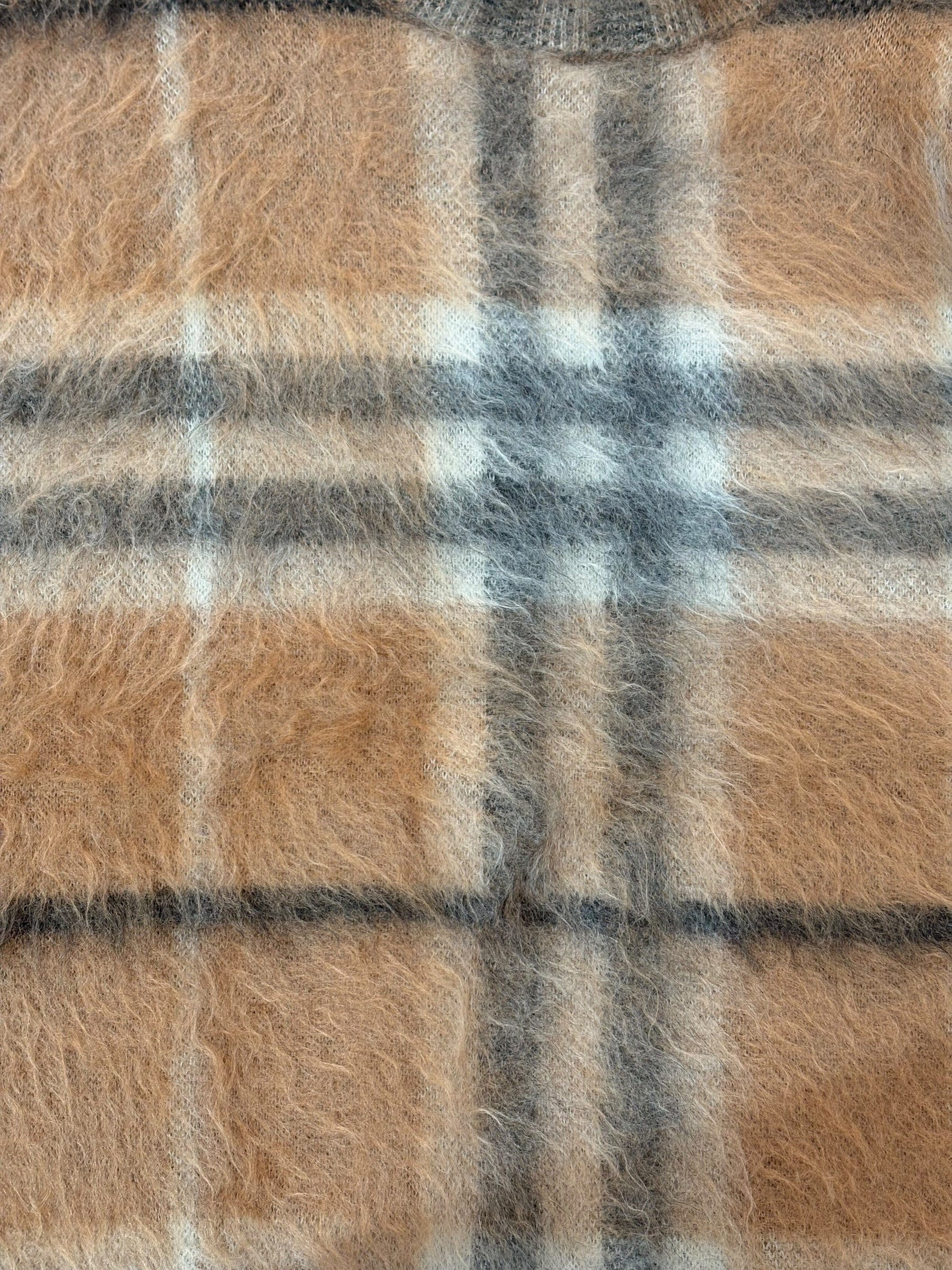 Burberry Crew Neck Mohair Blend Pullover Check Design Size M