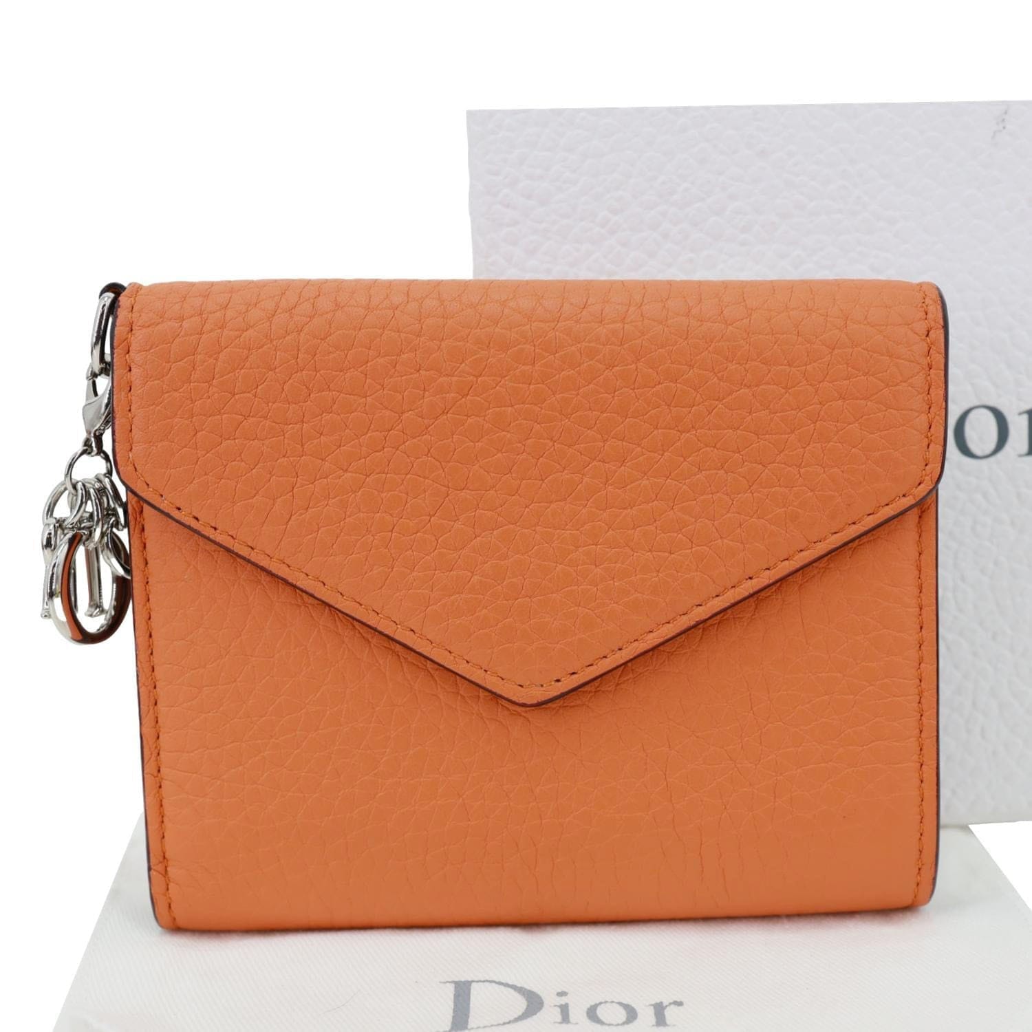 CHRISTIAN DIOR Diorissimo Envelope Compact Wallet Orange