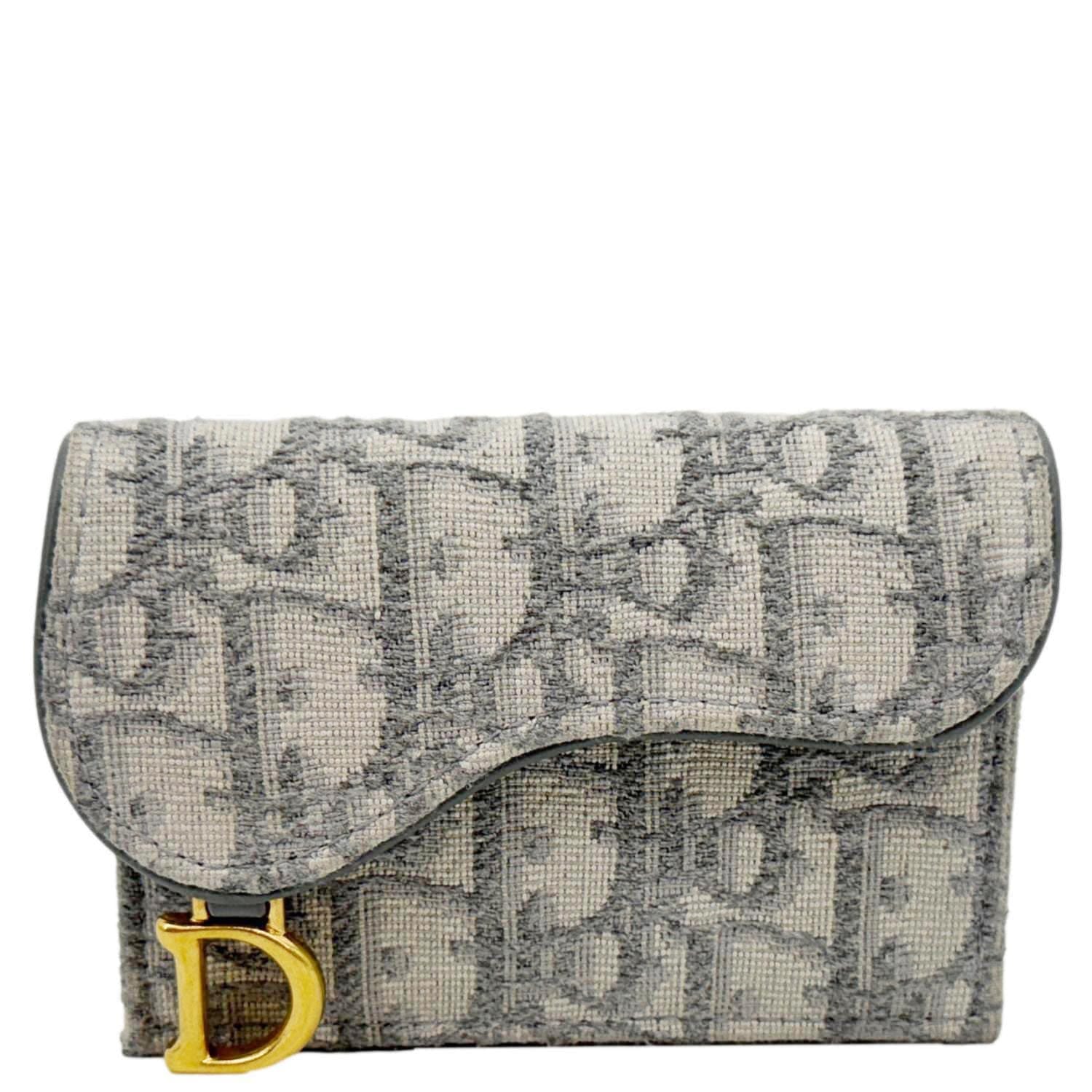 CHRISTIAN DIOR Saddle Oblique Canvas Card Holder Gray