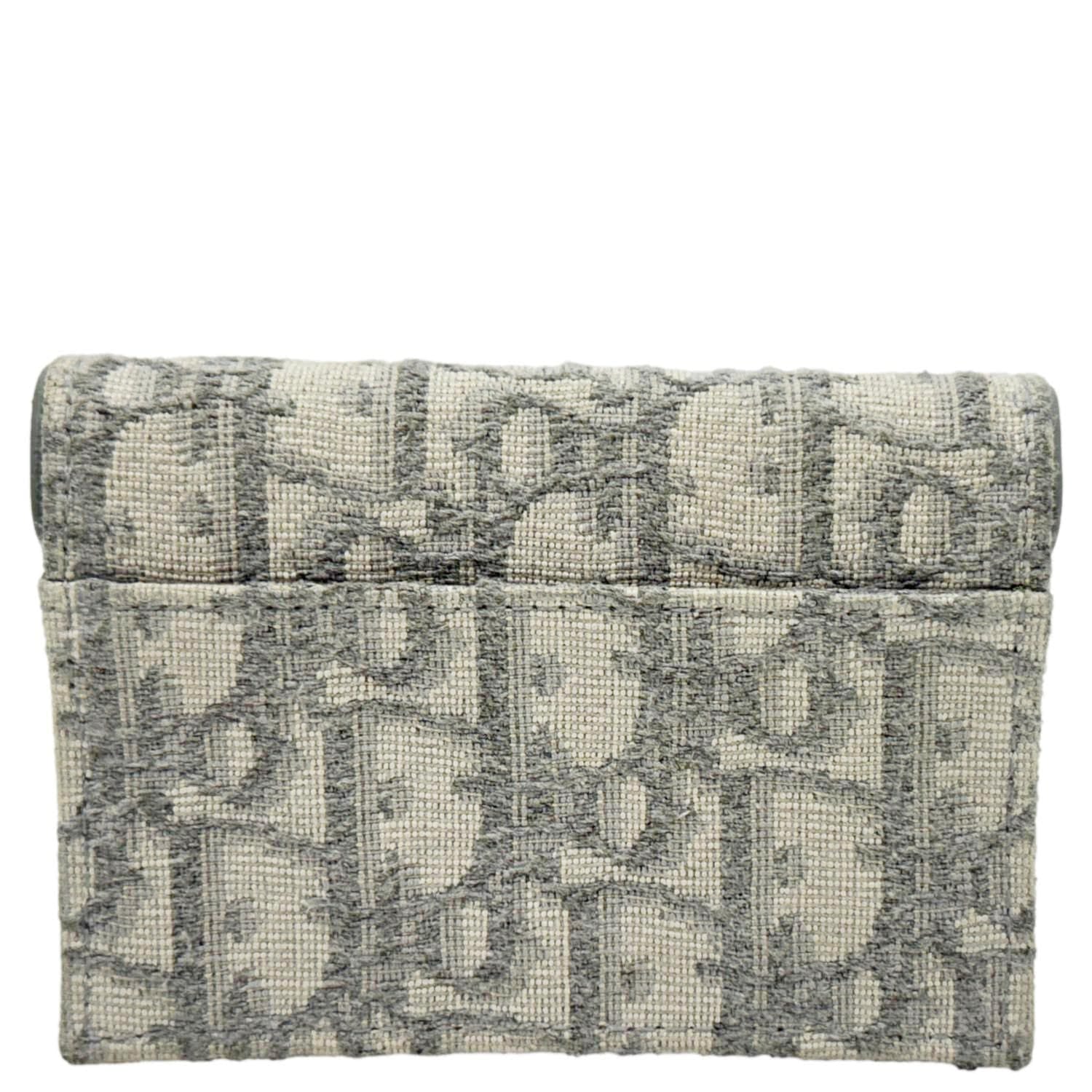 CHRISTIAN DIOR Saddle Oblique Canvas Card Holder Gray