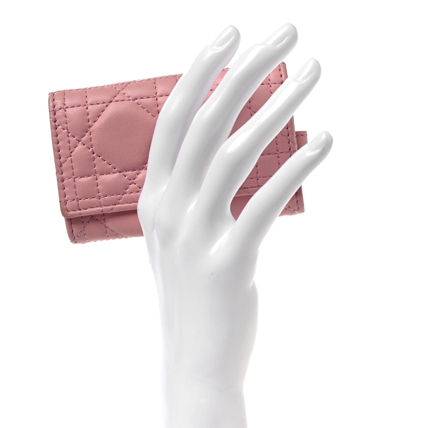 Christian Dior Lambskin Cannage Miss Dior 4 Key Holder Wallet Pink