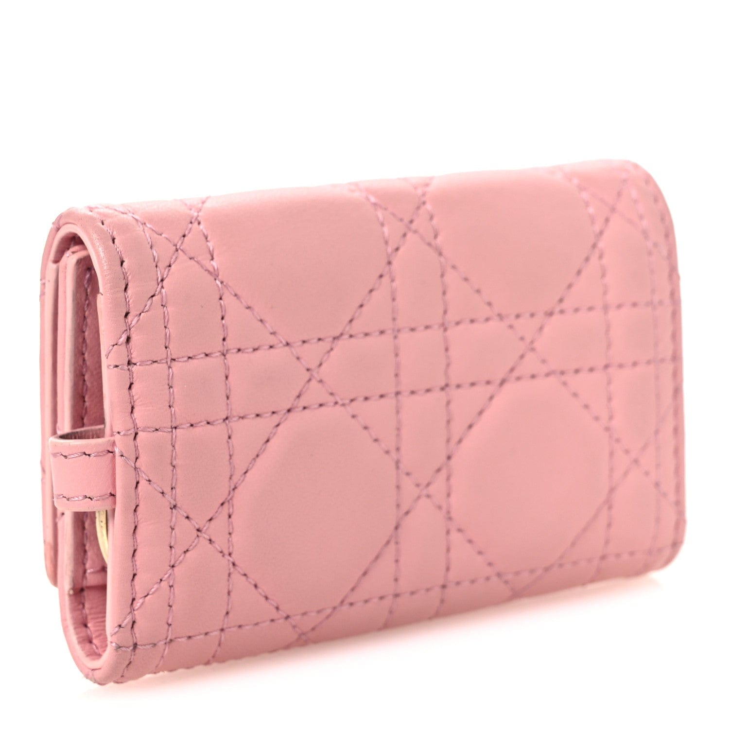 Christian Dior Lambskin Cannage Miss Dior 4 Key Holder Wallet Pink