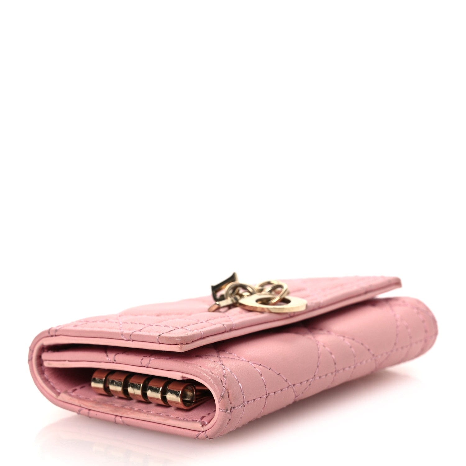 Christian Dior Lambskin Cannage Miss Dior 4 Key Holder Wallet Pink