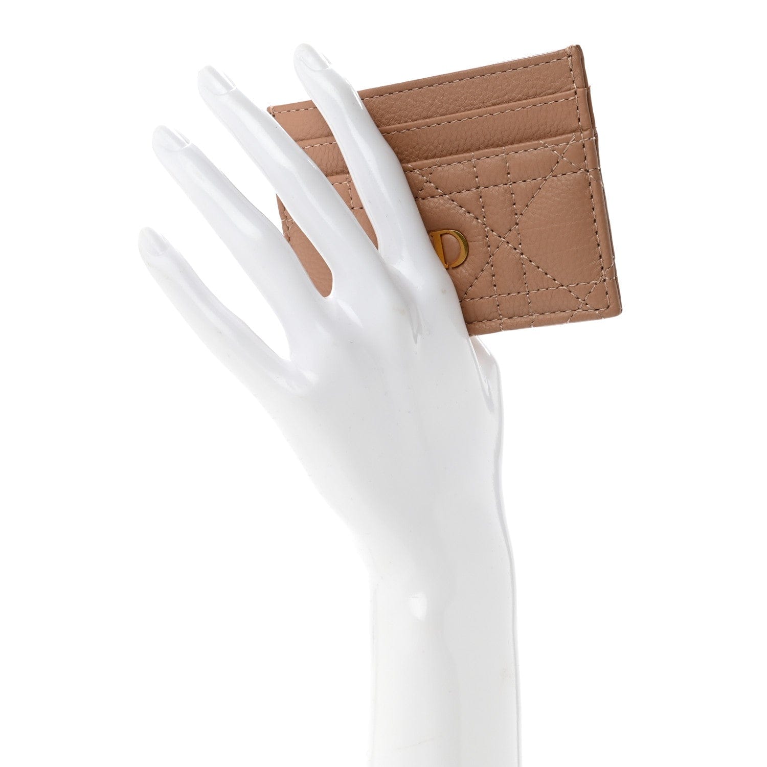 Christian Dior Supple Calfskin Cannage Caro Freesia Card Holder Rose De Vents