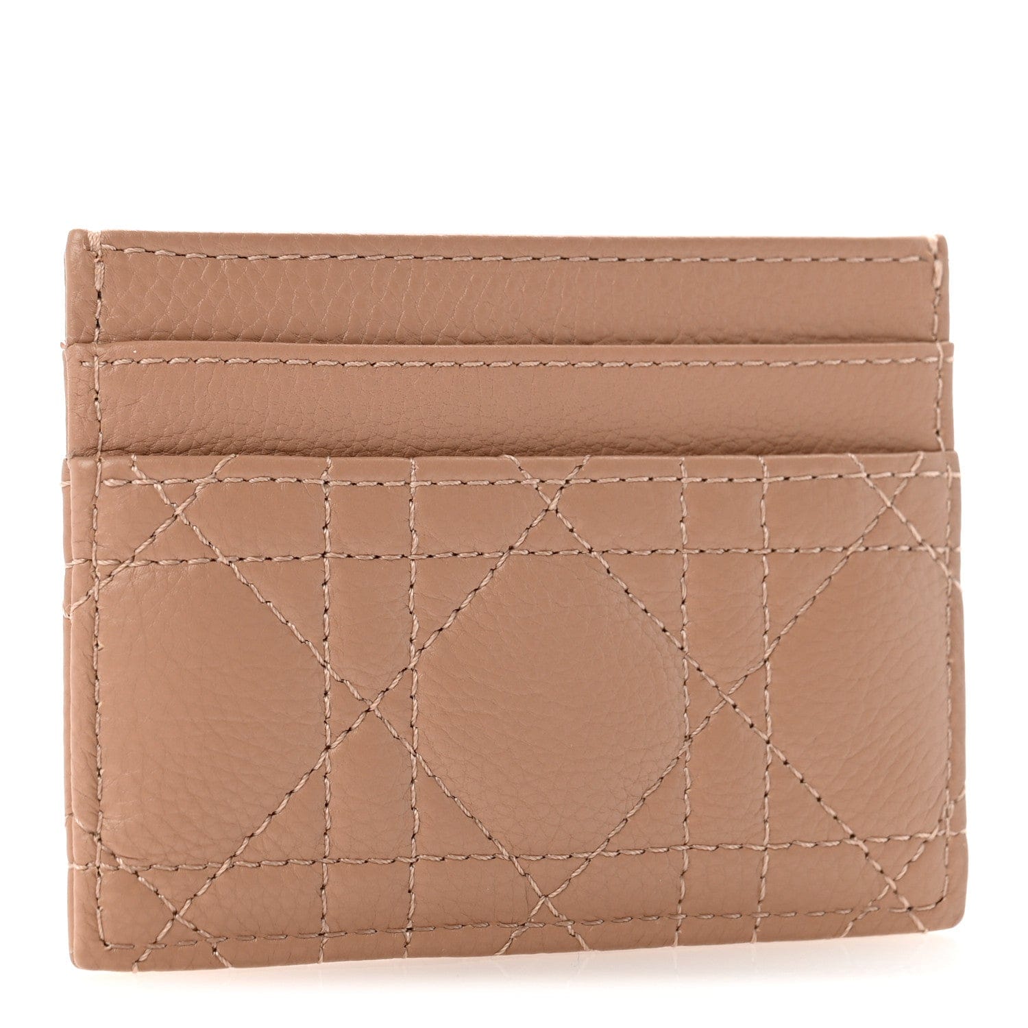 Christian Dior Supple Calfskin Cannage Caro Freesia Card Holder Rose De Vents