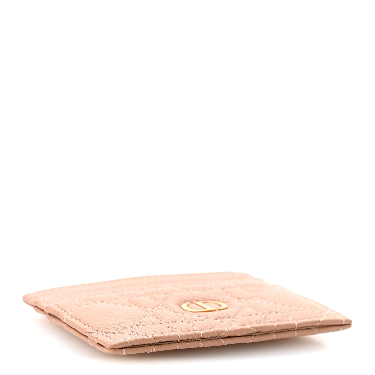 Christian Dior Supple Calfskin Cannage Caro Freesia Card Holder Rose De Vents