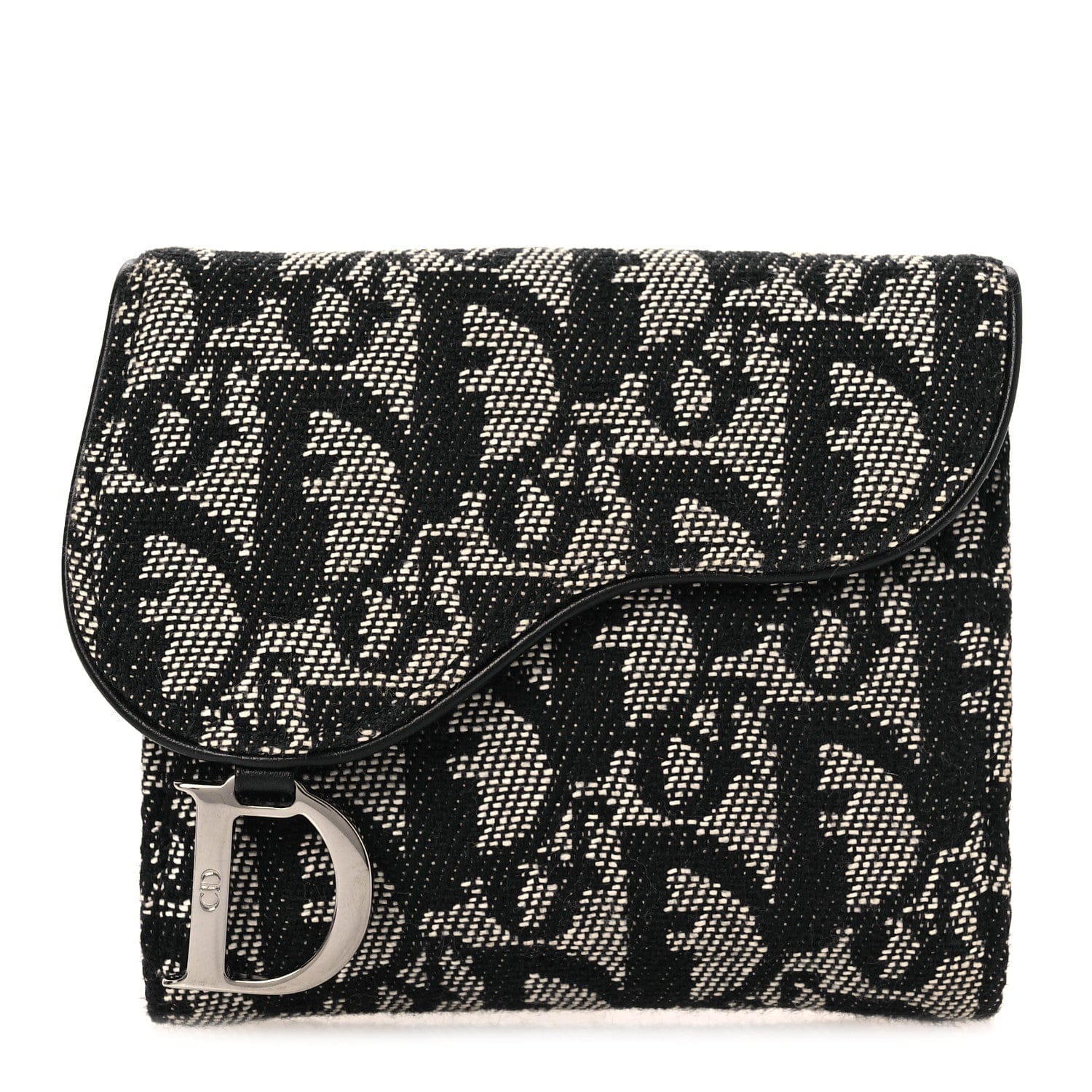 Christian Dior Monogram Compact Saddle Wallet Black