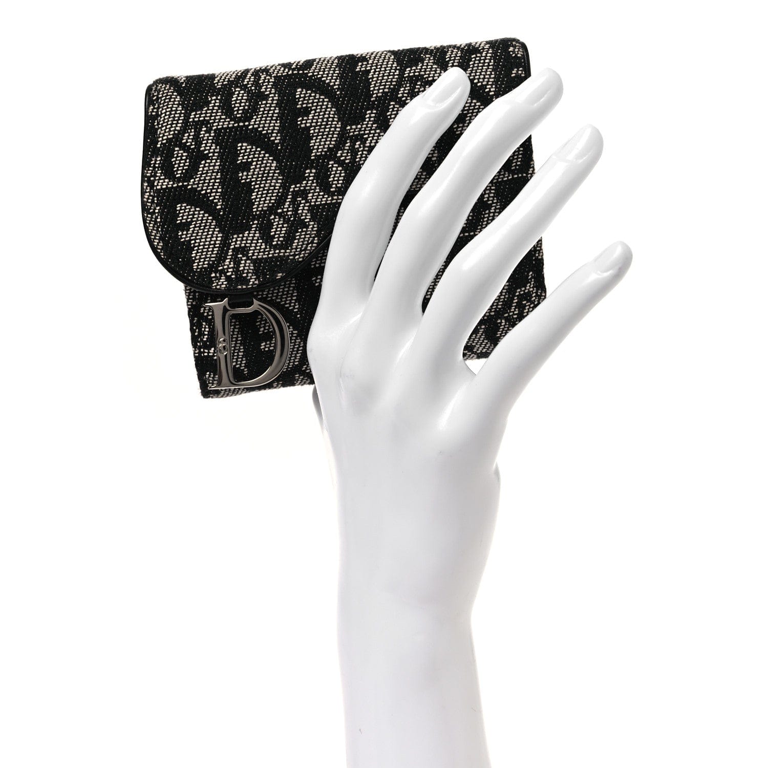 Christian Dior Monogram Compact Saddle Wallet Black