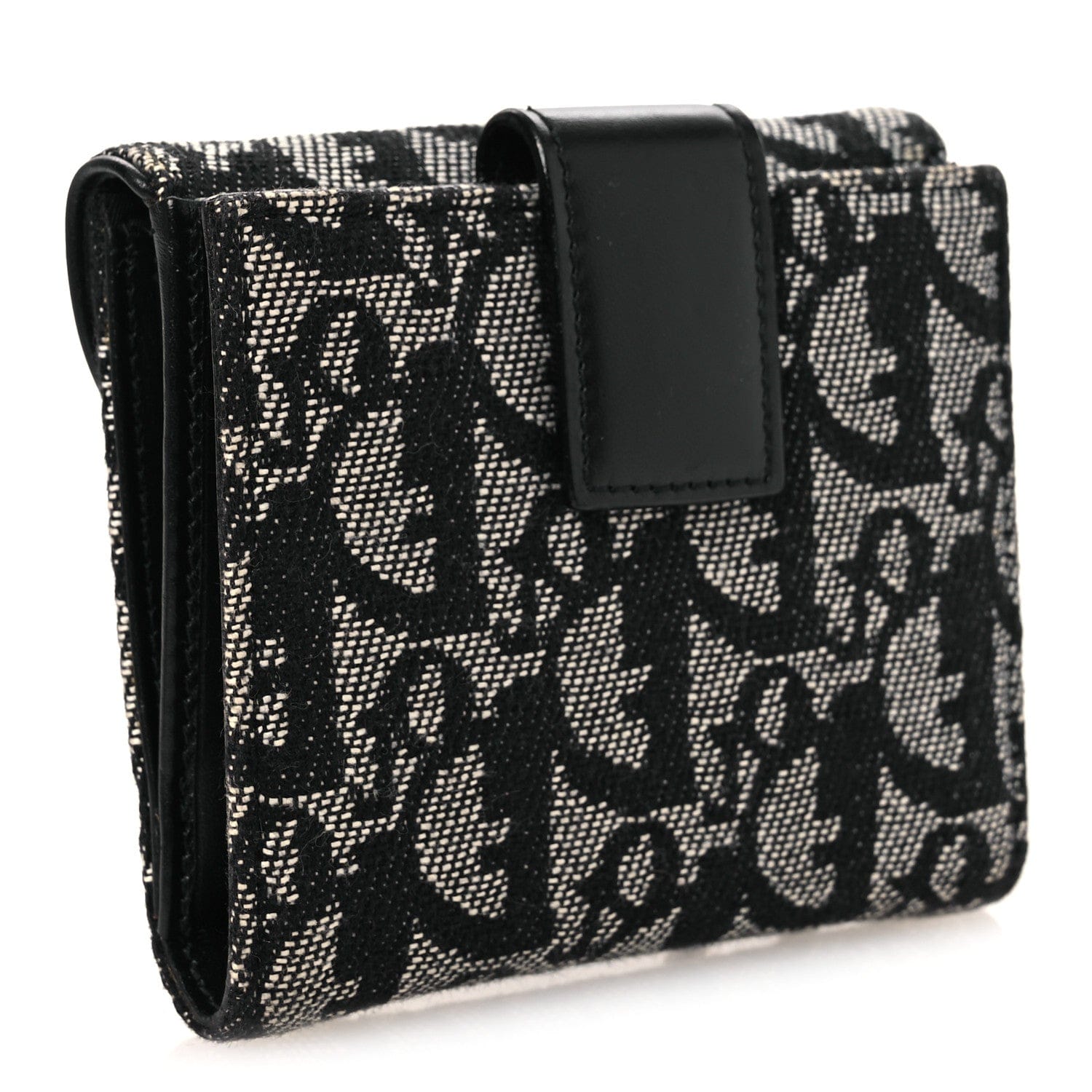 Christian Dior Monogram Compact Saddle Wallet Black