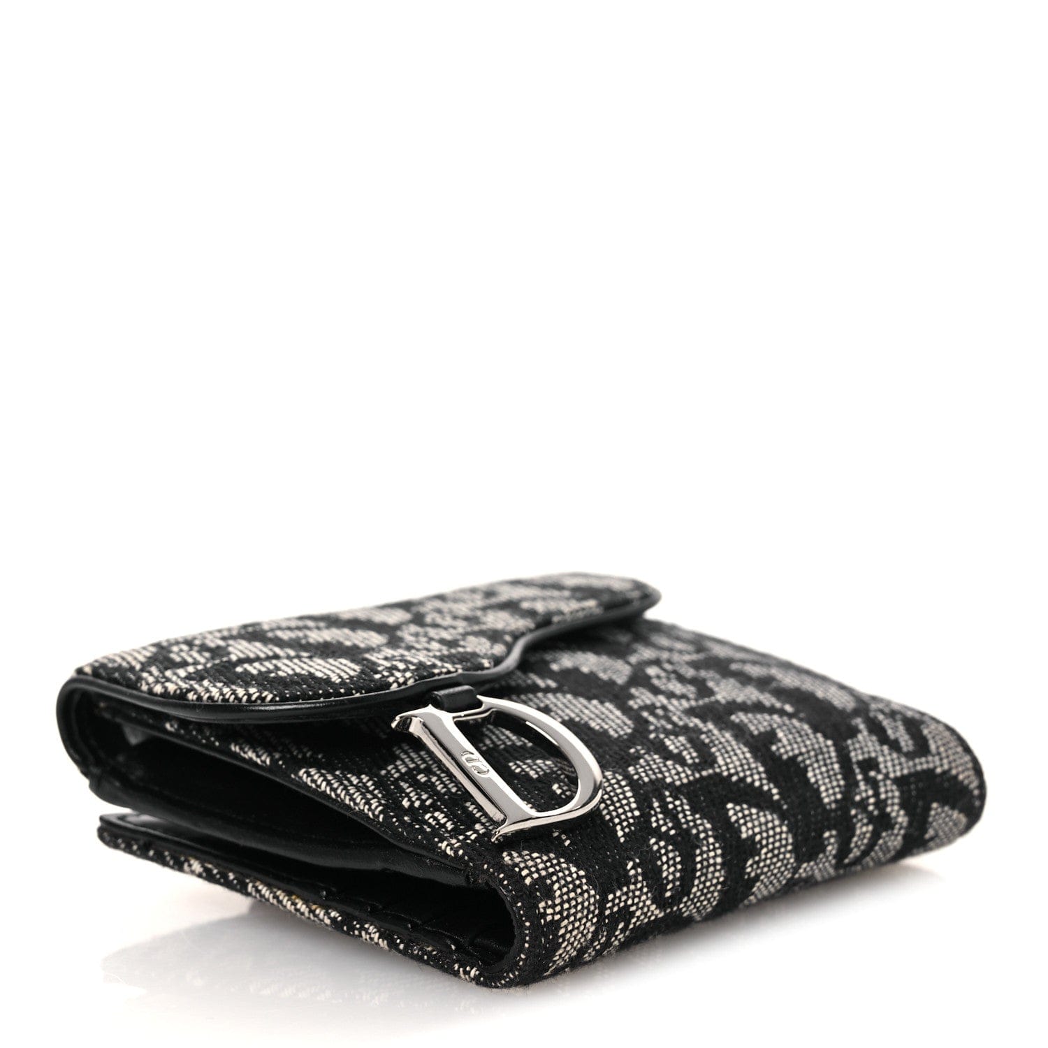 Christian Dior Monogram Compact Saddle Wallet Black