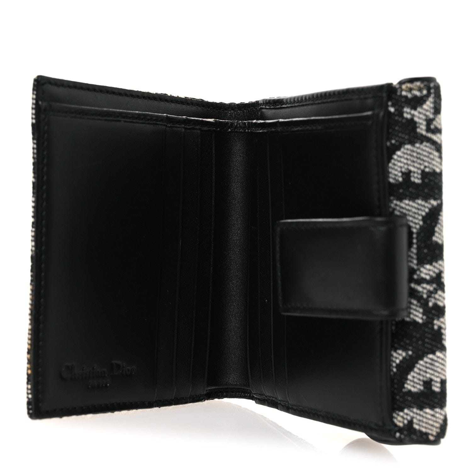 Christian Dior Monogram Compact Saddle Wallet Black