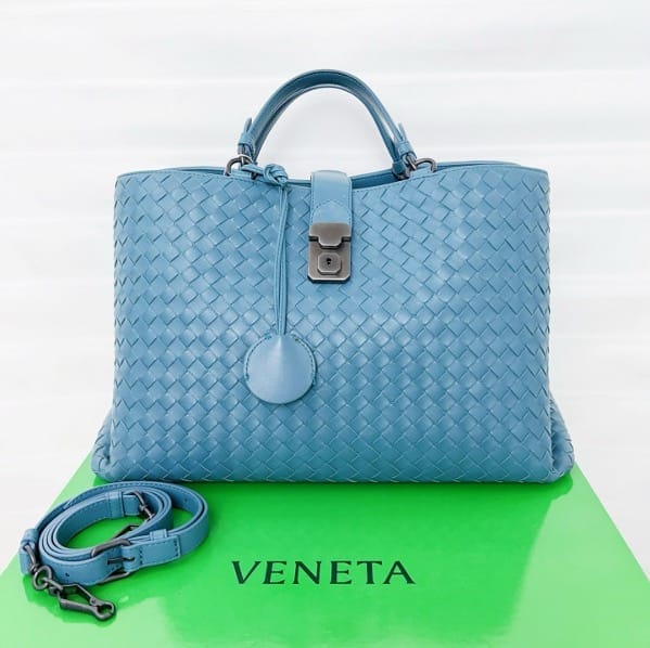 Bottega Veneta Light Blue Intrecciato Leather Roma Bag C19485433285