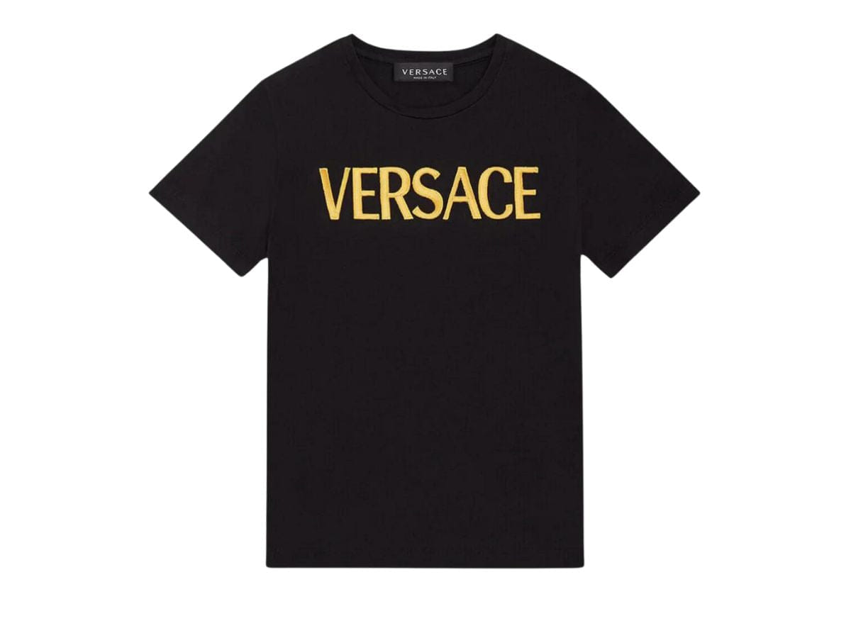 Versace T-Shirt cotten jersey black/gold تي شيرت فيرساتشي قطن جيرسيه ذهب أسود