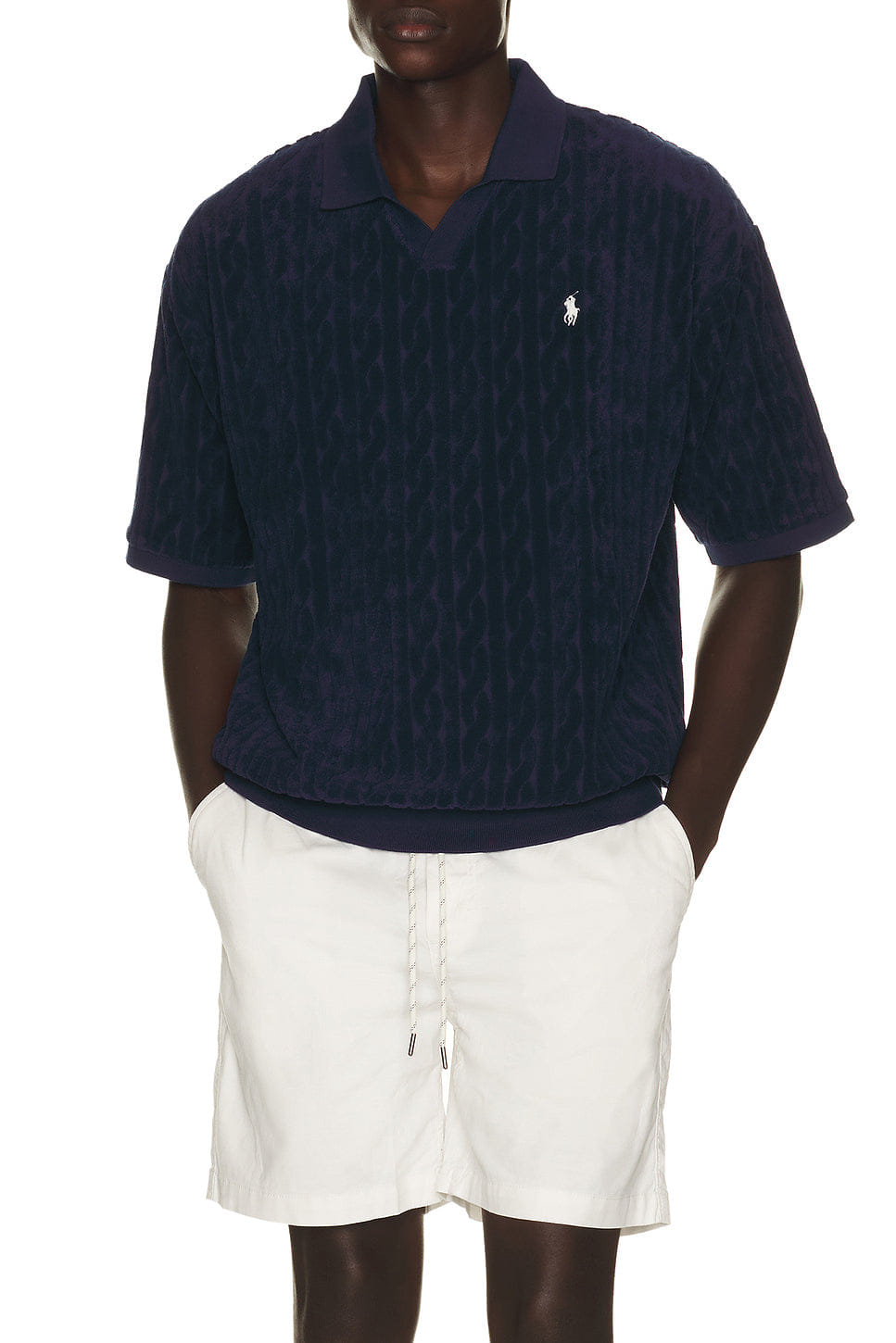 Polo Ralph Lauren Short Sleeve Cable Terry Johnny Collar Polo