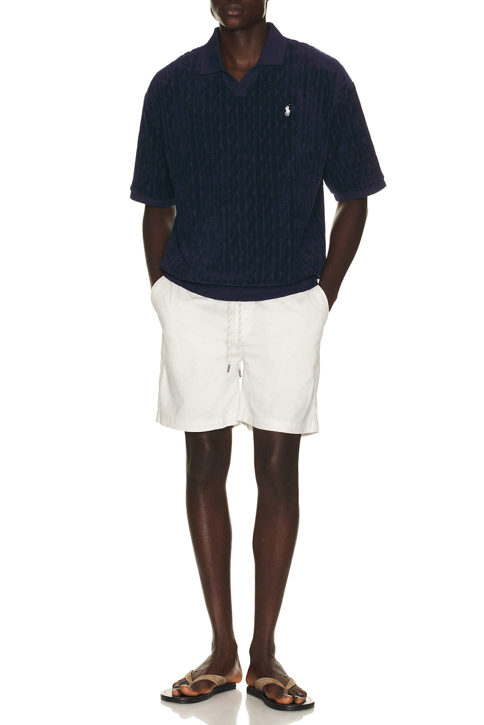 Polo Ralph Lauren Short Sleeve Cable Terry Johnny Collar Polo