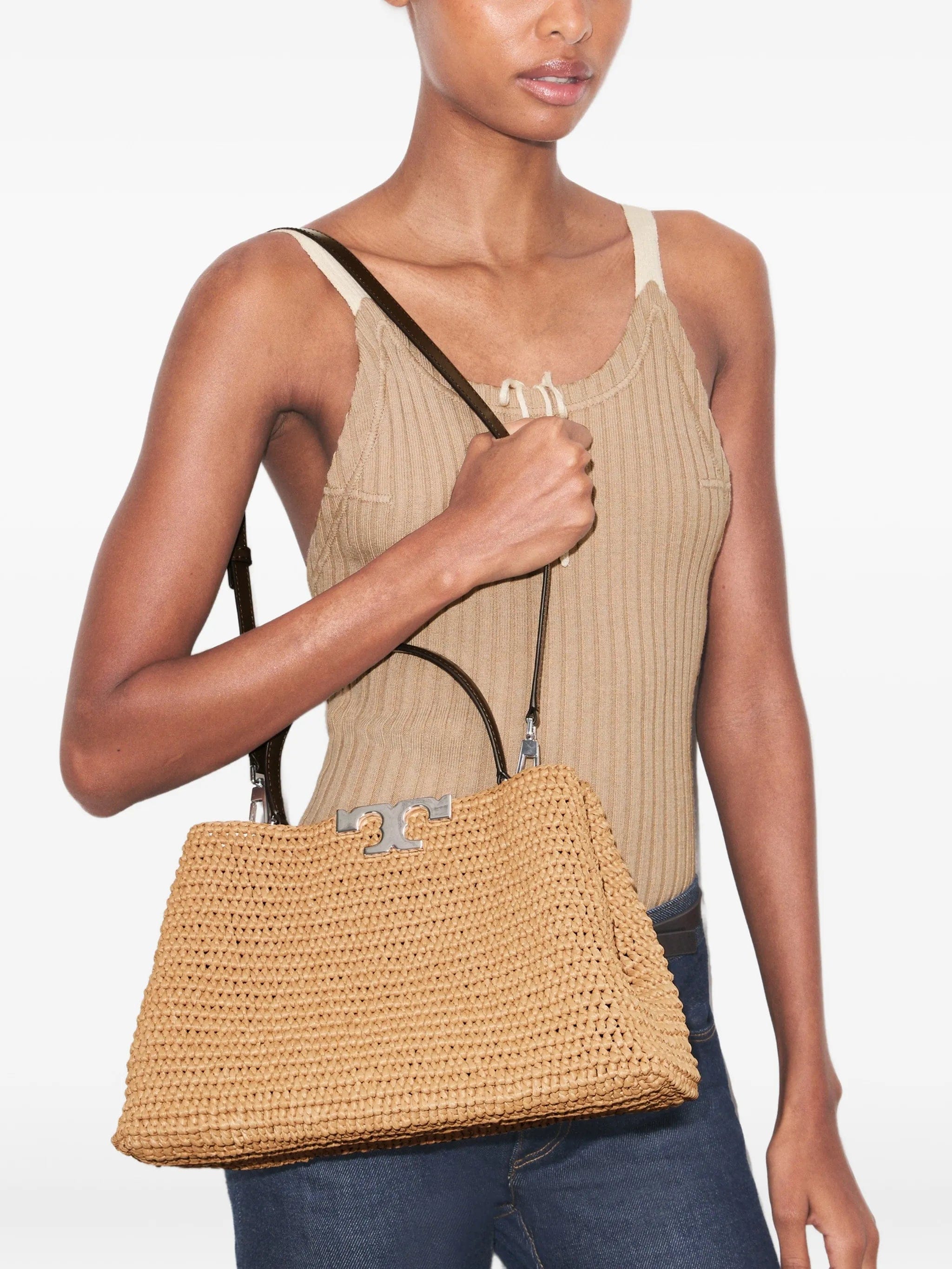 Tory Burch Eleanor raffia satchel bag