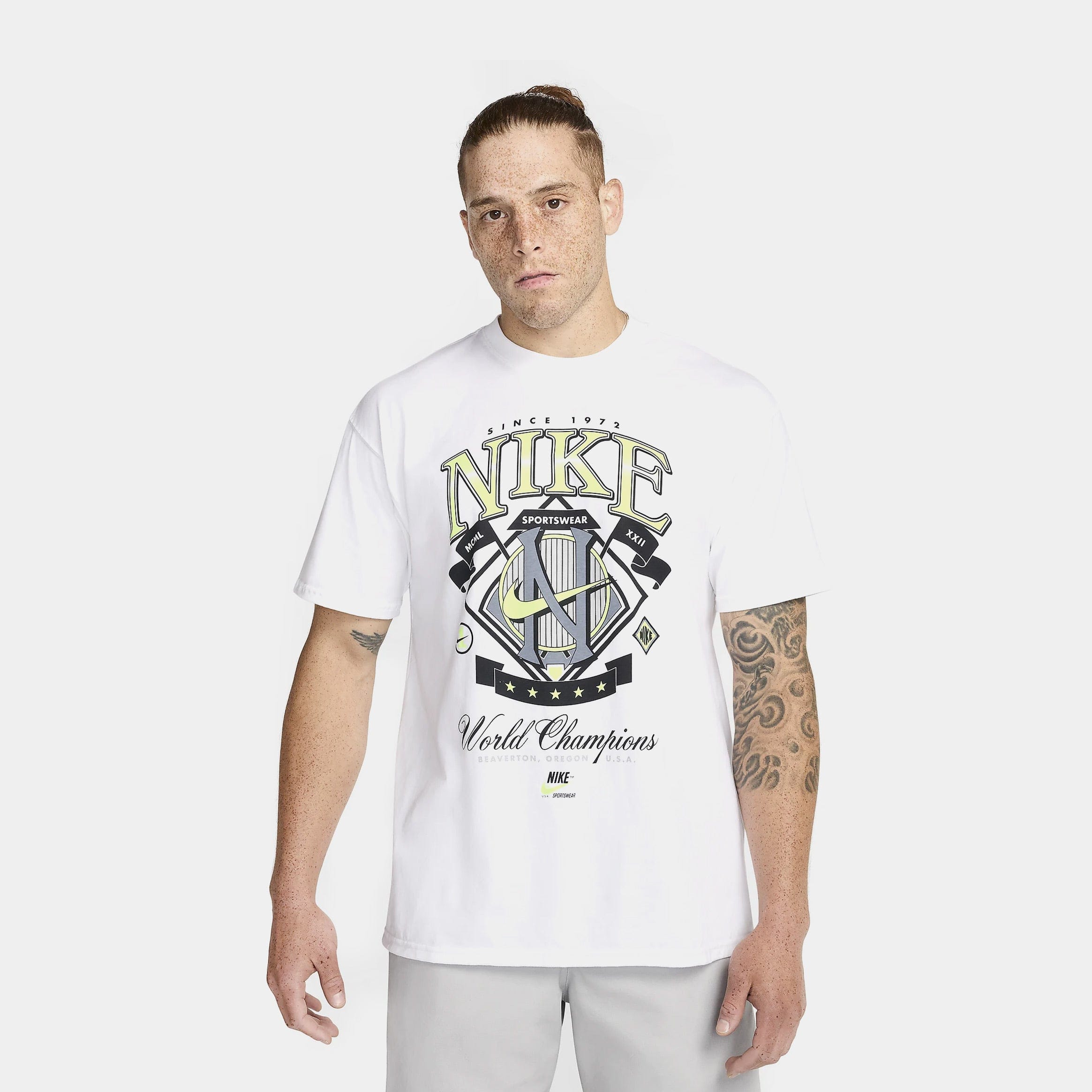 Nike NSW Max 90 World Champion Mens Short Sleeve Shirt (White/Green)
