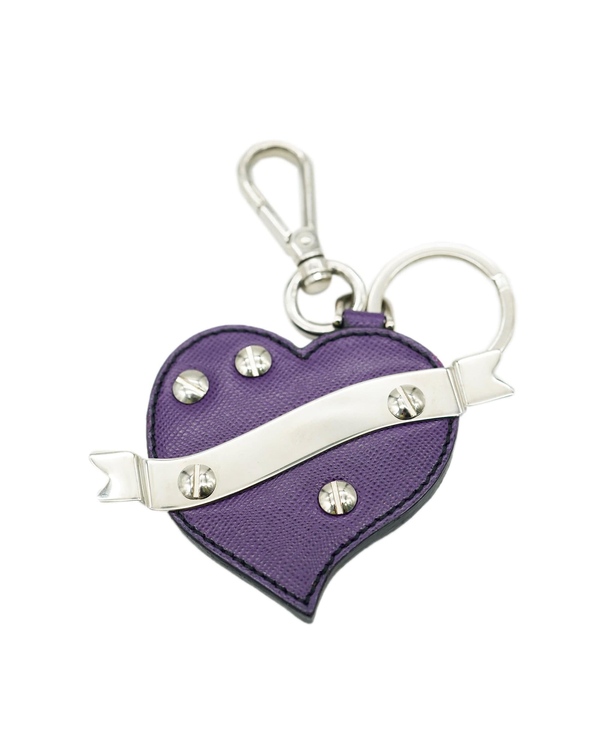 PRADA Charm Safiano leather Purple Auth ac2801 DBXS1721