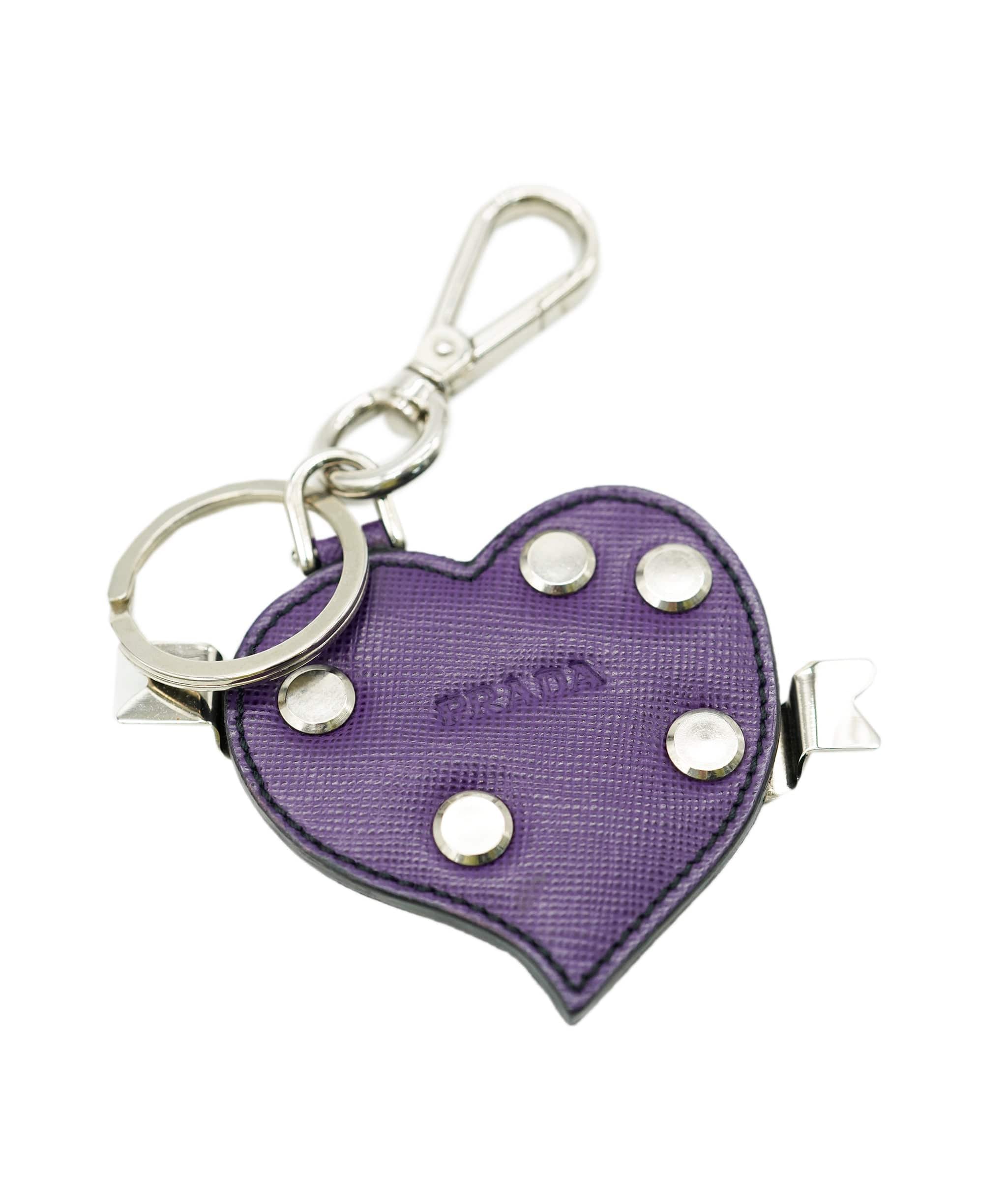 PRADA Charm Safiano leather Purple Auth ac2801 DBXS1721