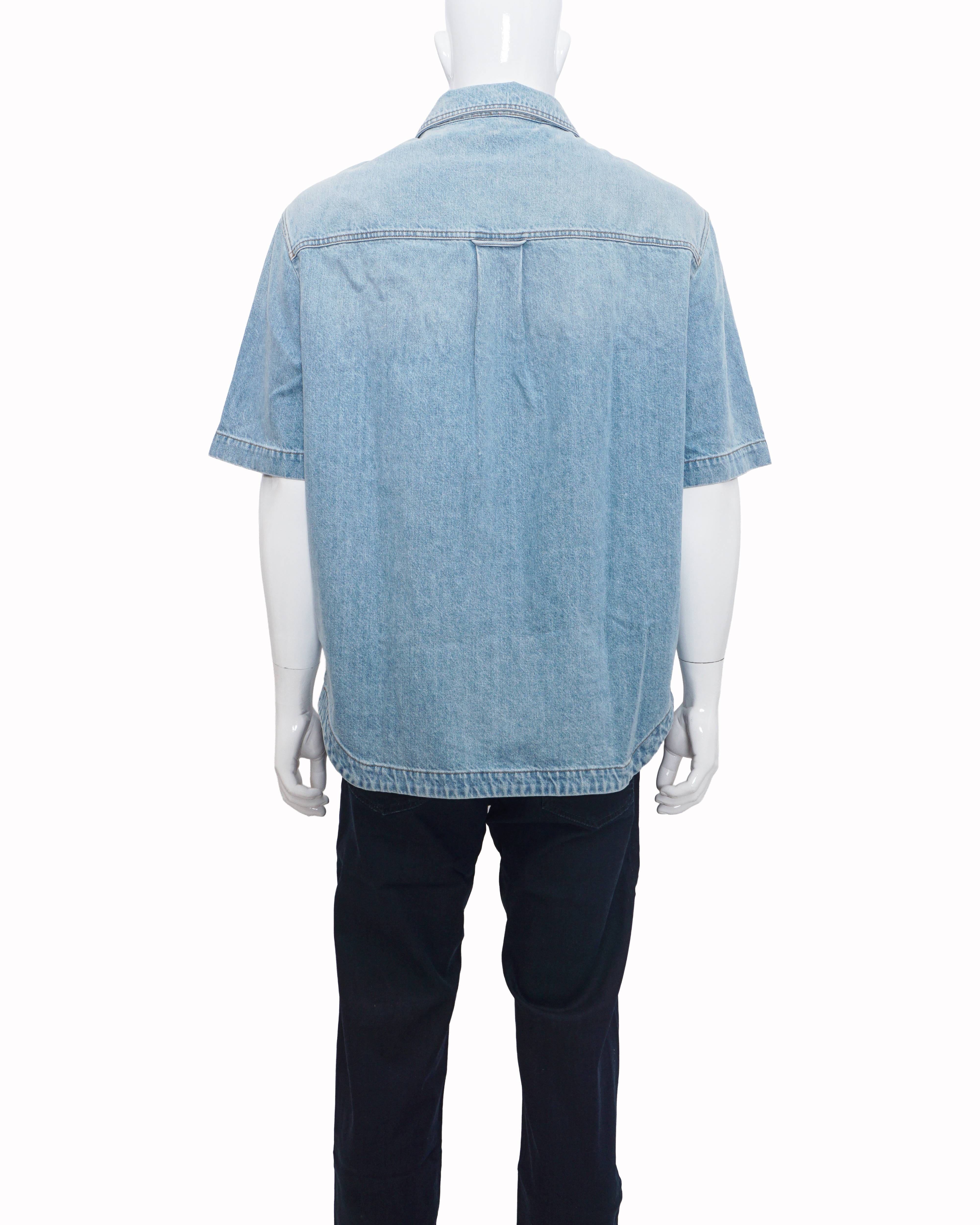 Louis Vuitton Men's Light Blue Denim Short - Sleeve Shirt