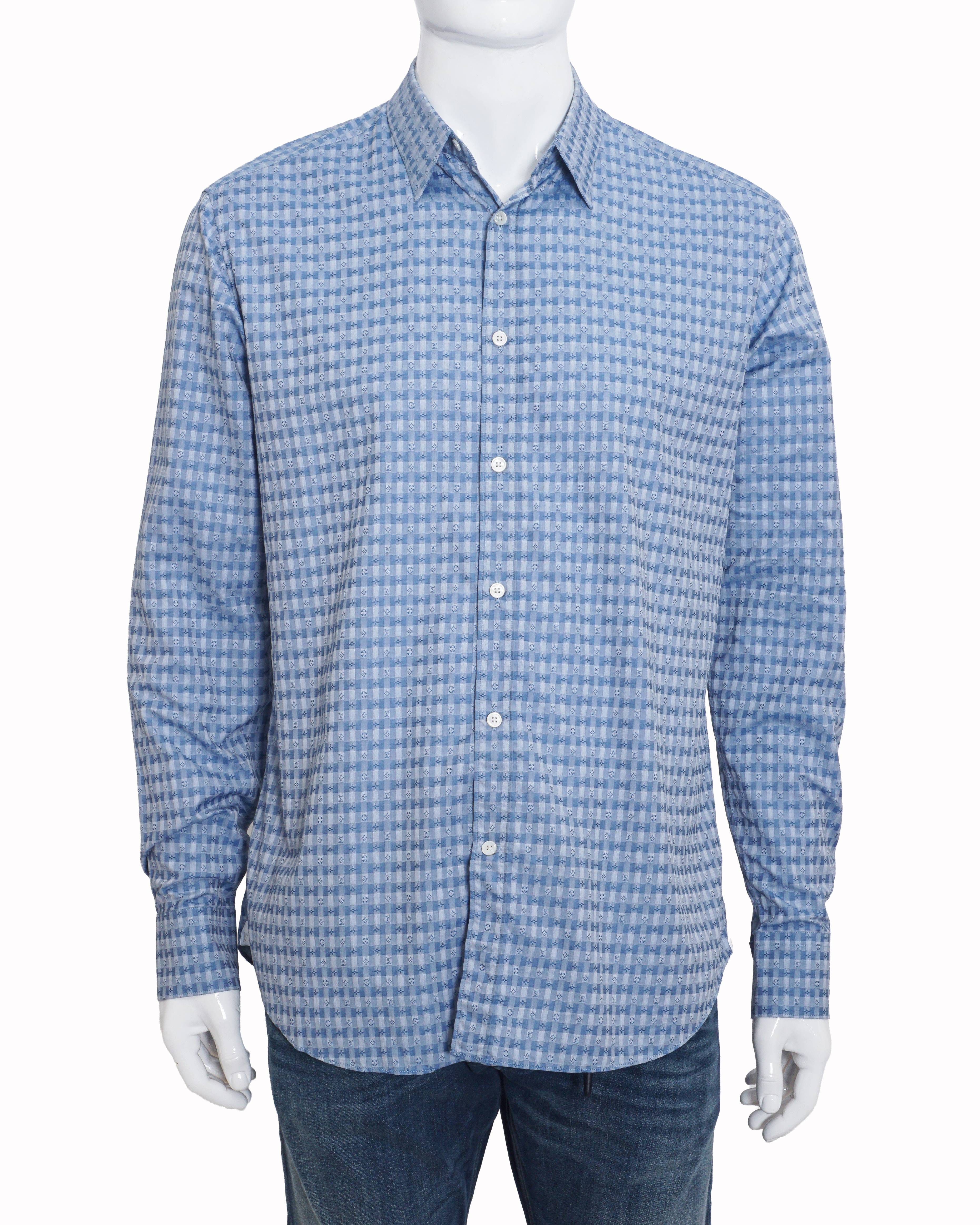 Louis Vuitton Blue Monogram Damier Checked Slim Fit Shirt