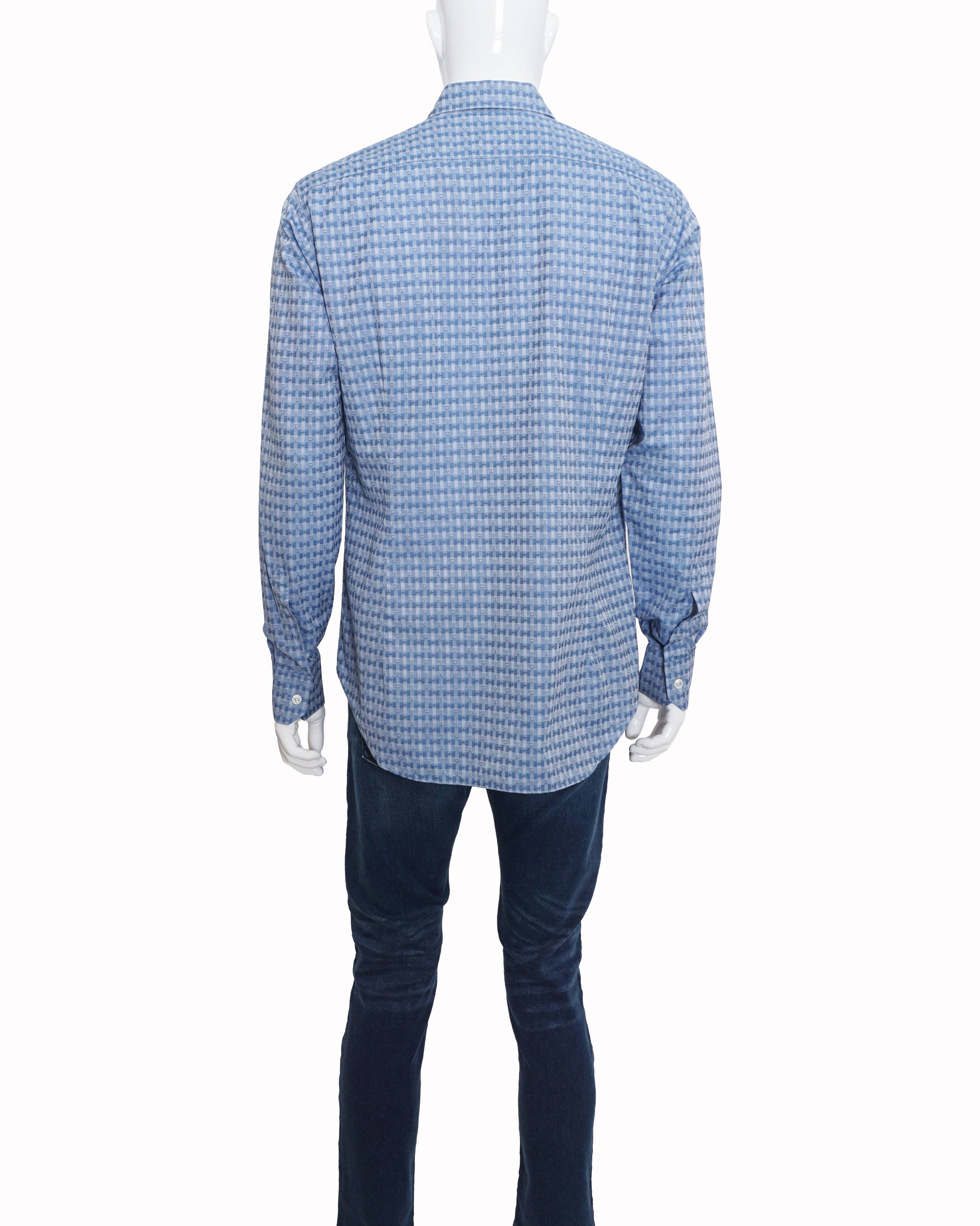 Louis Vuitton Blue Monogram Damier Checked Slim Fit Shirt