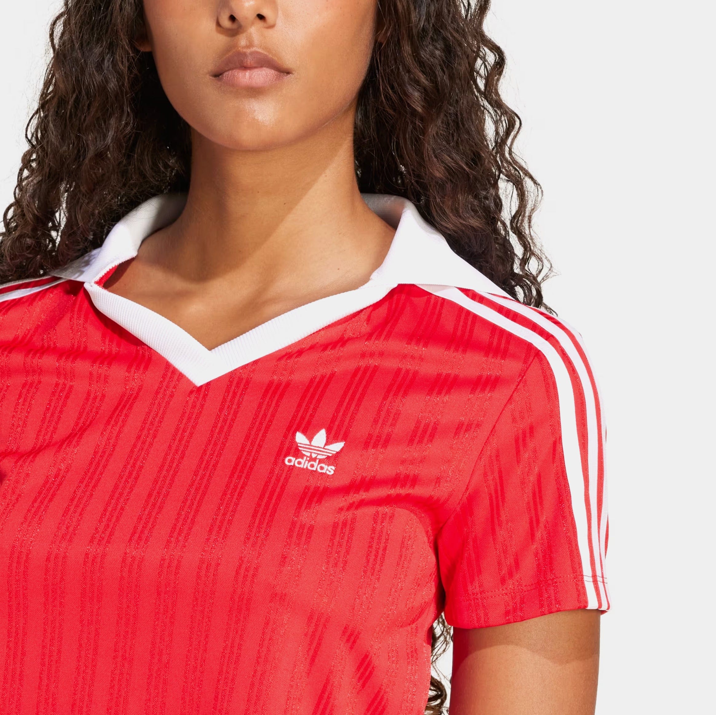 adidas Originals Crop Polo Womens Short Sleeve Shirt (Red/White)