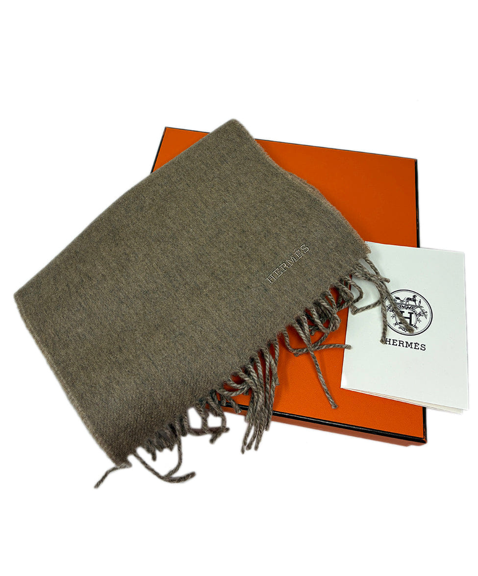 Hermes Tan Neutral Cashmere Scarf