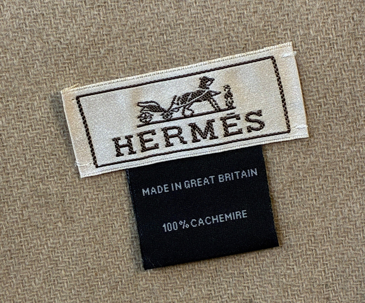Hermes Tan Neutral Cashmere Scarf