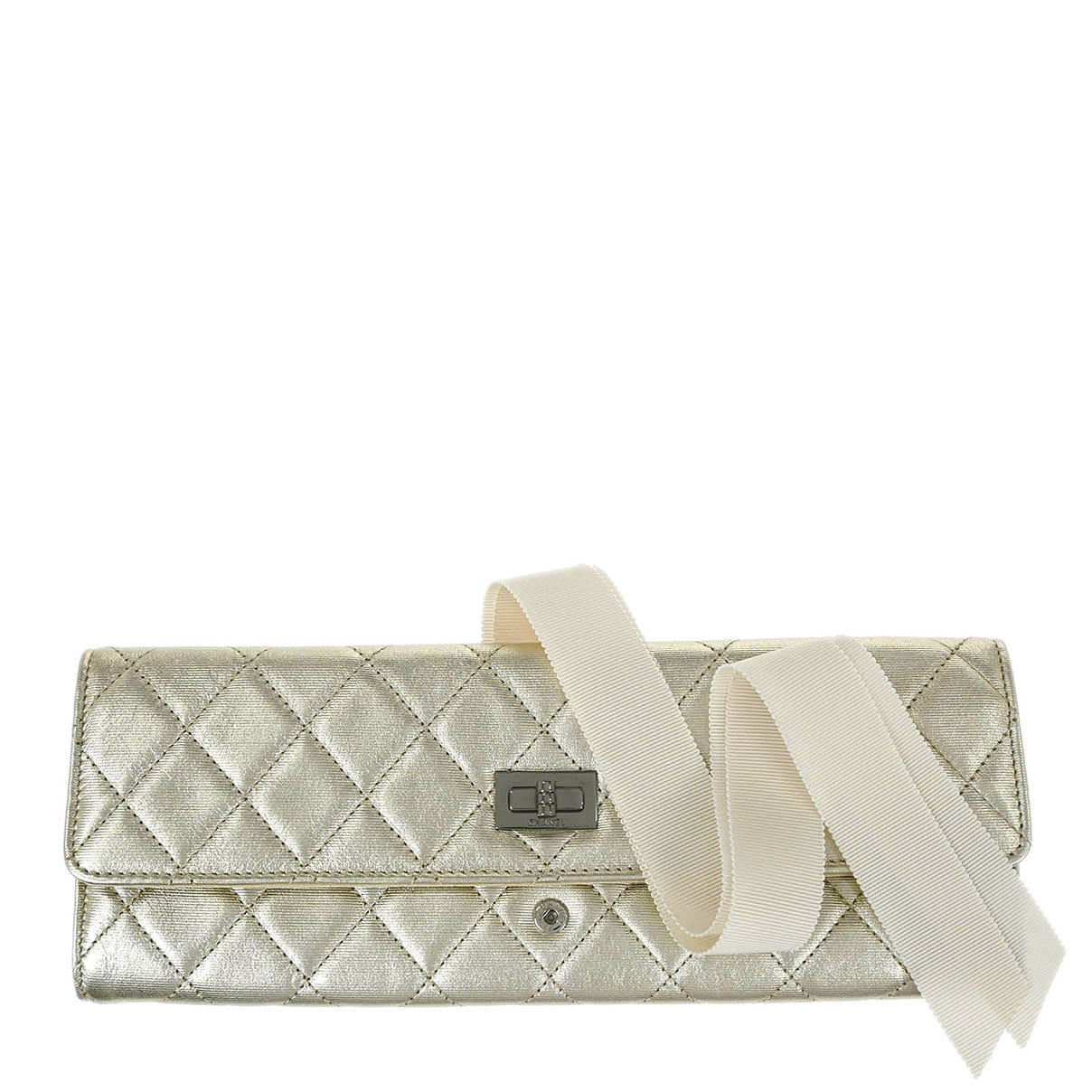 Chanel 2016 - 2017 Metallic Gold Lambskin Mademoiselle Lock Jewelry Case Clutch Bag