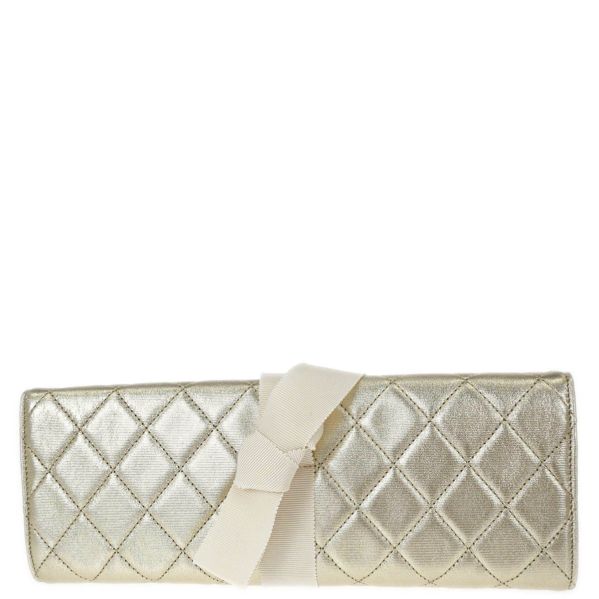 Chanel 2016 - 2017 Metallic Gold Lambskin Mademoiselle Lock Jewelry Case Clutch Bag