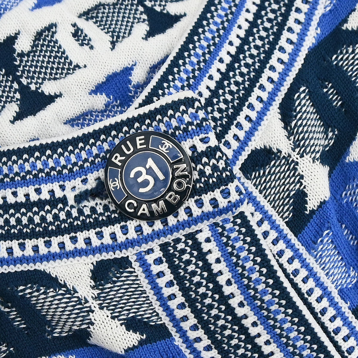 Chanel 2018 - 2019 Short Sleeve Knit CC Cardigan Blue #40