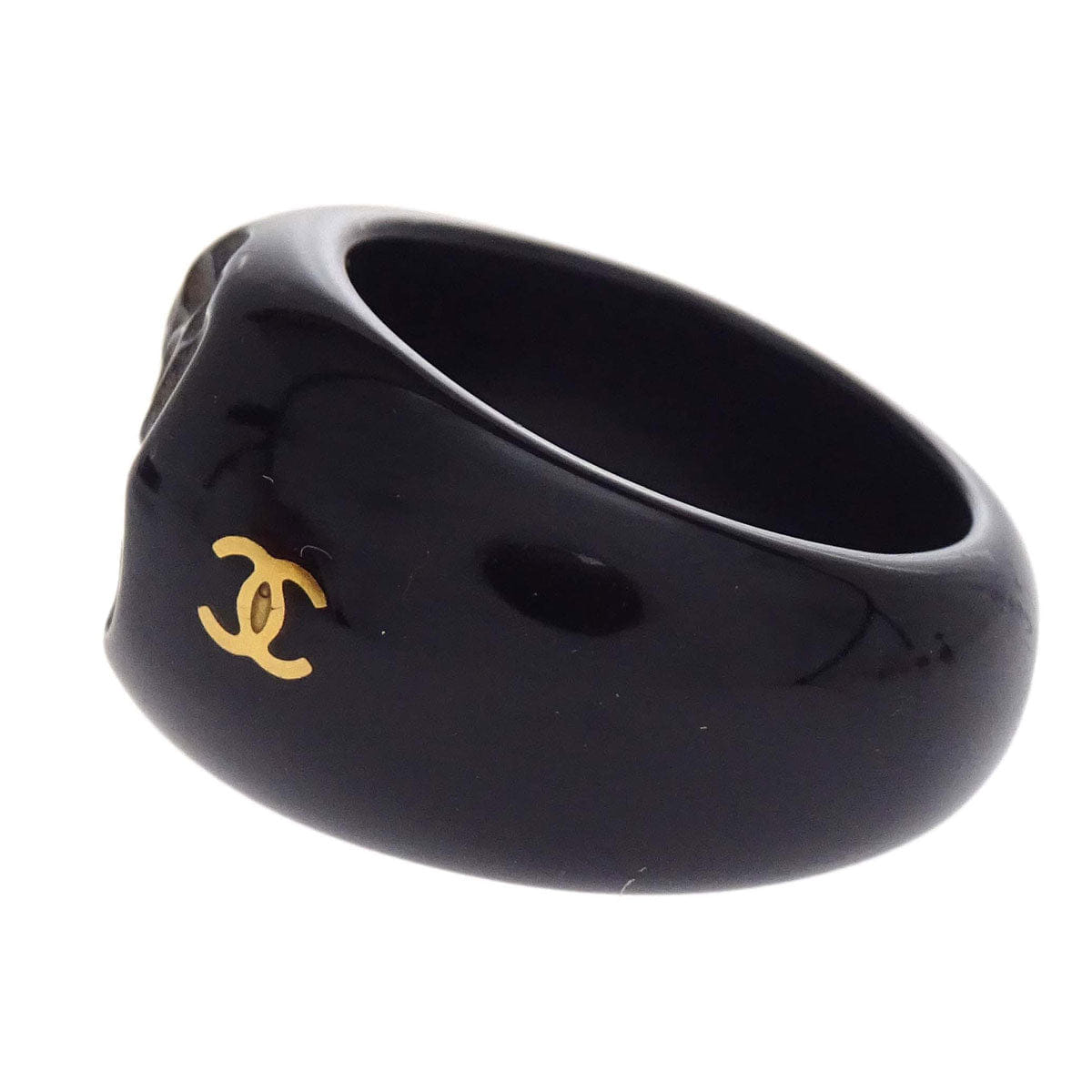 Chanel Ring Black Acrylic #53 02P
