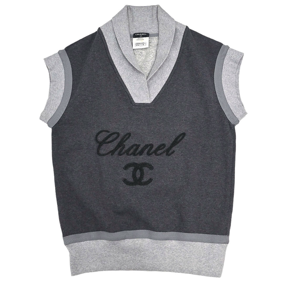 Chanel 2010 Short Sleeve Sweater Top Gray #36