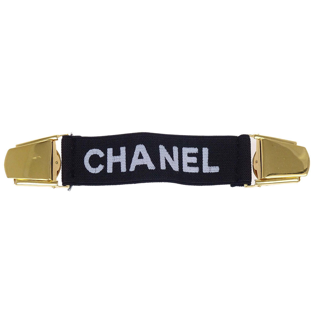 Chanel Black Canvas Logo Clip Armband Wristband
