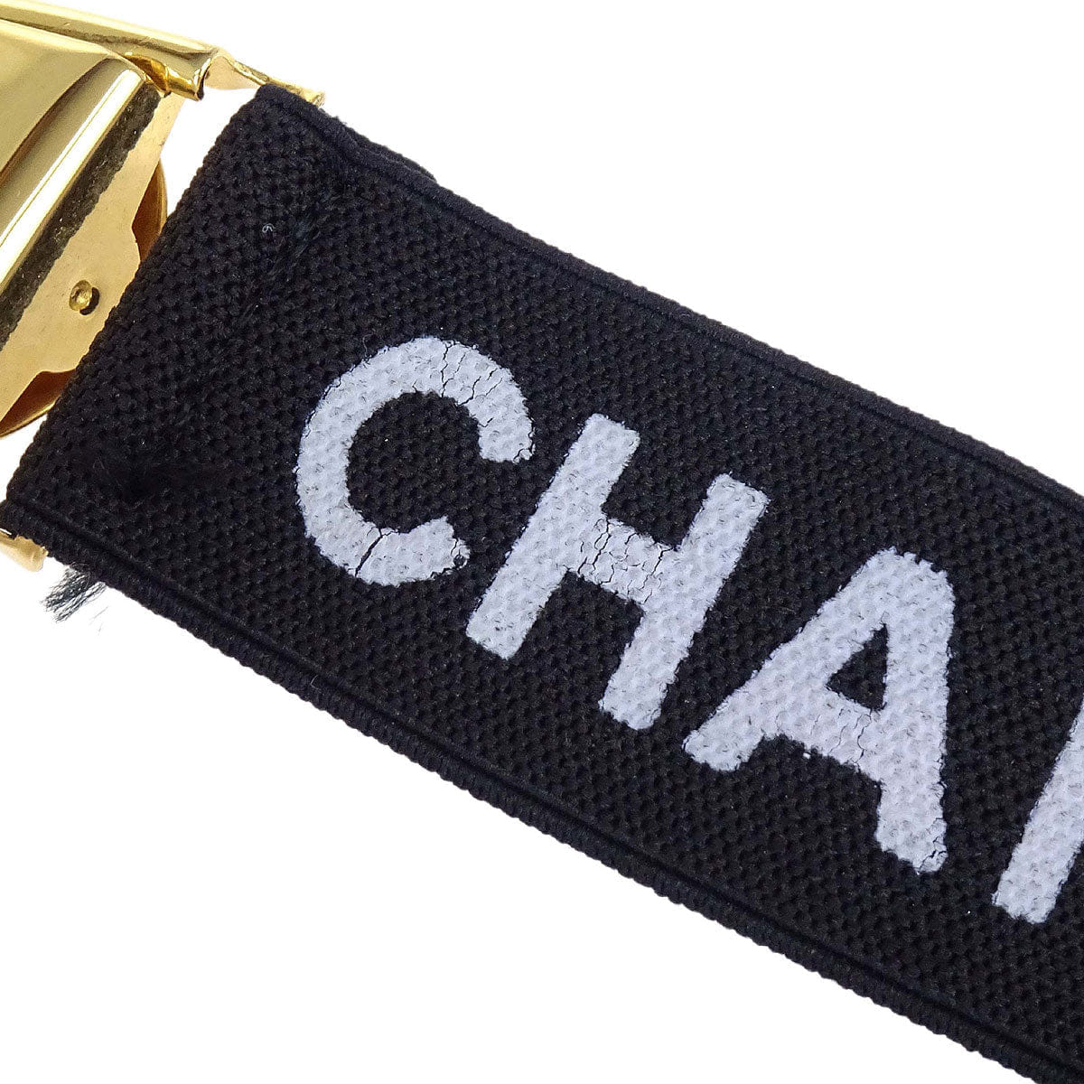 Chanel Black Canvas Logo Clip Armband Wristband