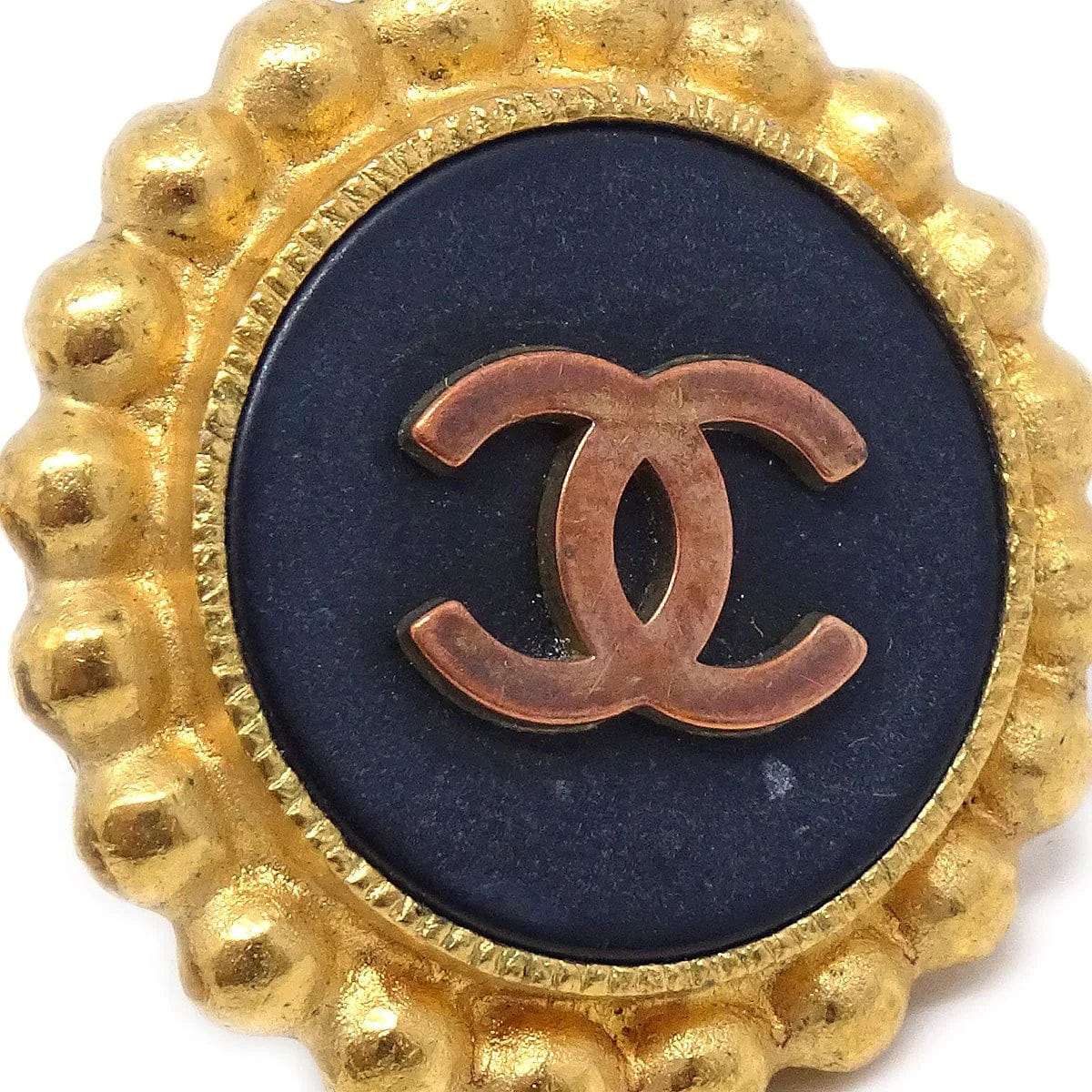 Chanel 1993 Black & Gold CC Earrings Clip - On