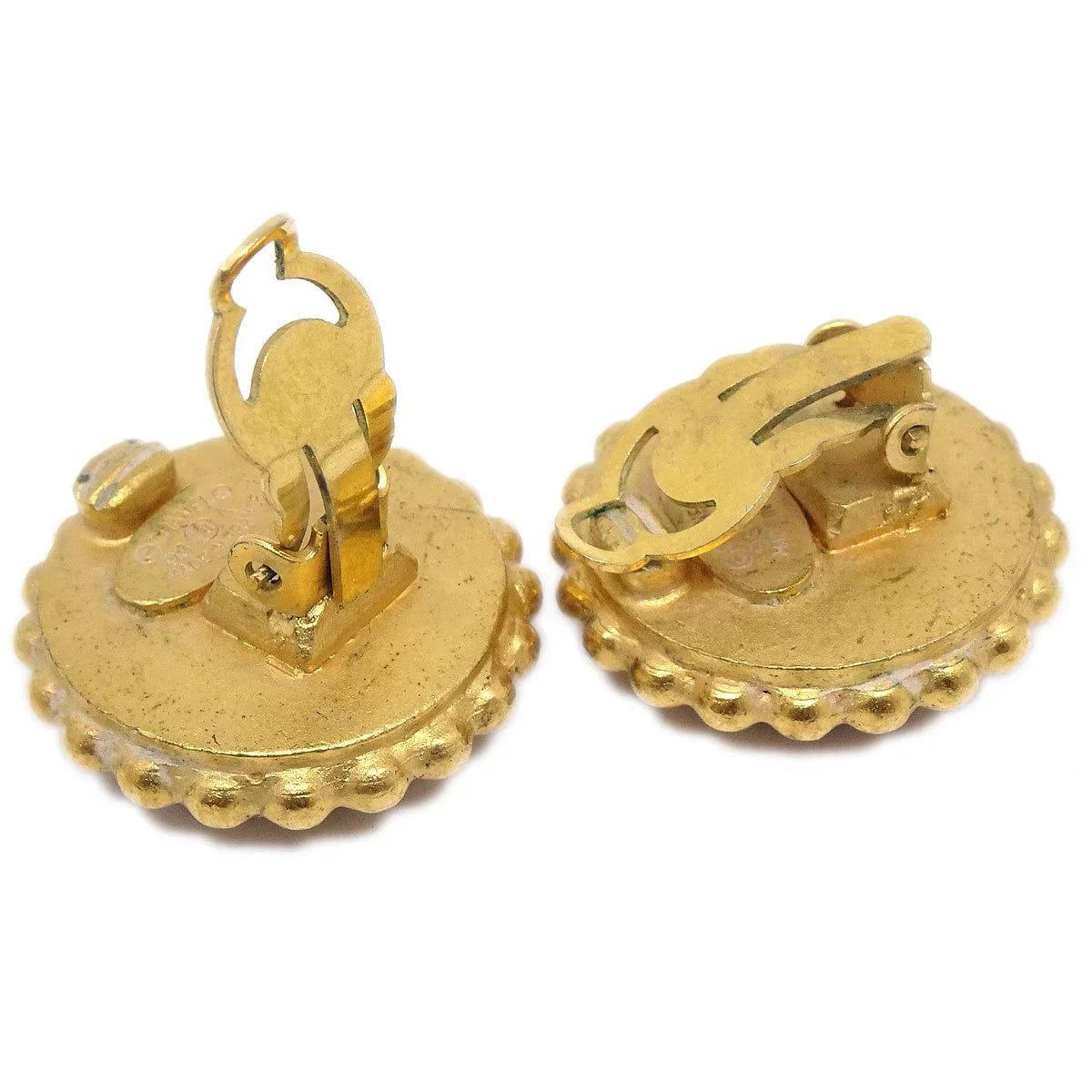 Chanel 1993 Black & Gold CC Earrings Clip - On