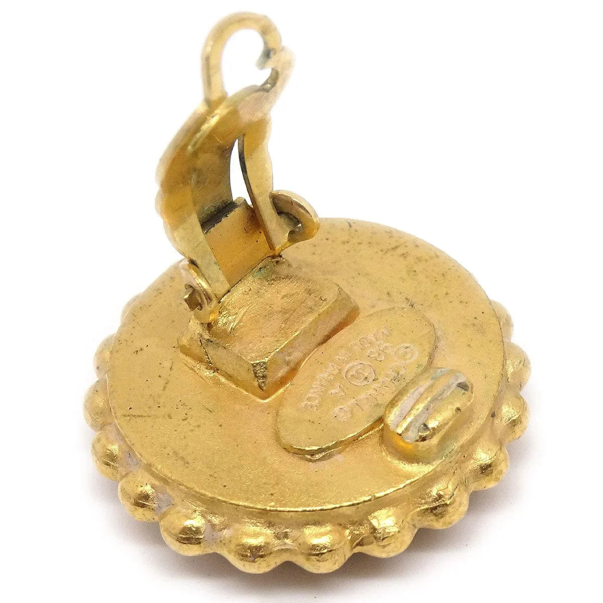 Chanel 1993 Black & Gold CC Earrings Clip - On