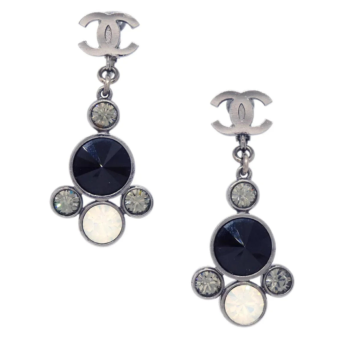 Chanel CC Dangle Earrings Clip - On Rhinestone 06A