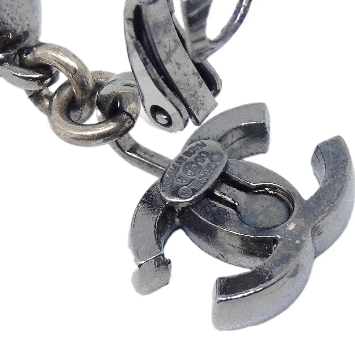 Chanel CC Dangle Earrings Clip - On Rhinestone 06A